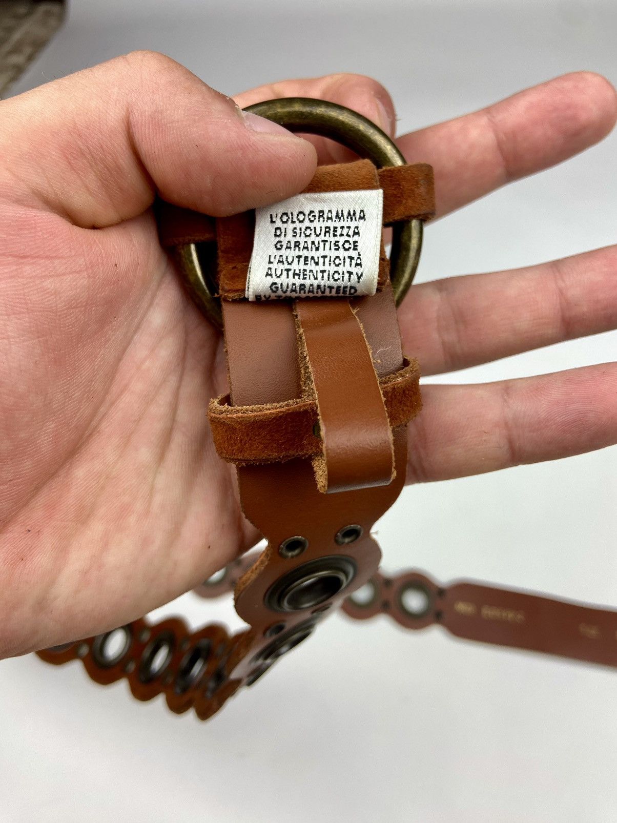 Dolce & Gabbana × Vintage Vintage 90's Dolce & Gabbana Perforations Leather Belt Sz 85 Size ONE SIZE - 16 Thumbnail