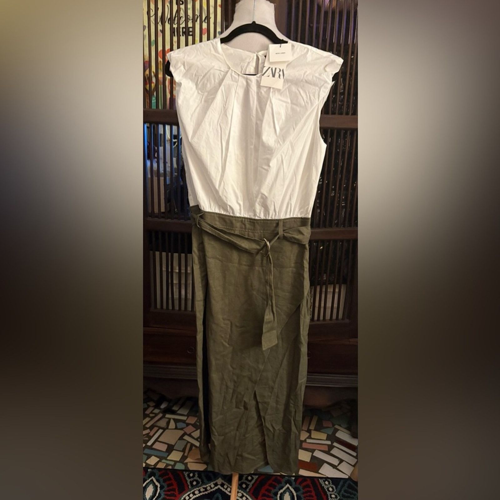 Zara Nwt- Zara- Linen Blend Combination Midi Dress- L Size L / US 10 / IT 46 - 5 Thumbnail