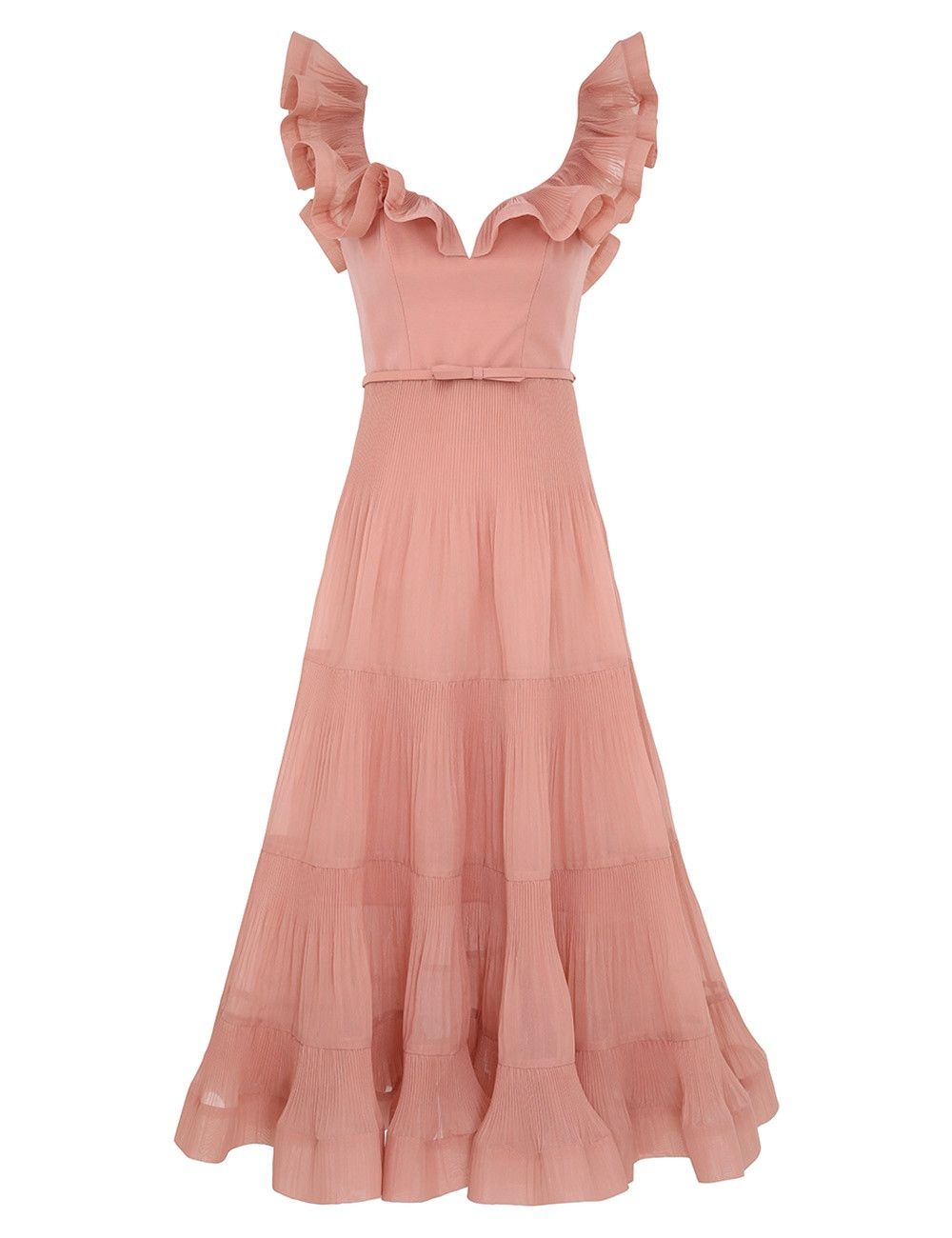 Zimmermann oc11z1025 Pleated Fill Midi Dress in Lipstick Size M / US 6-8 / IT 42-44 - 1 Thumbnail