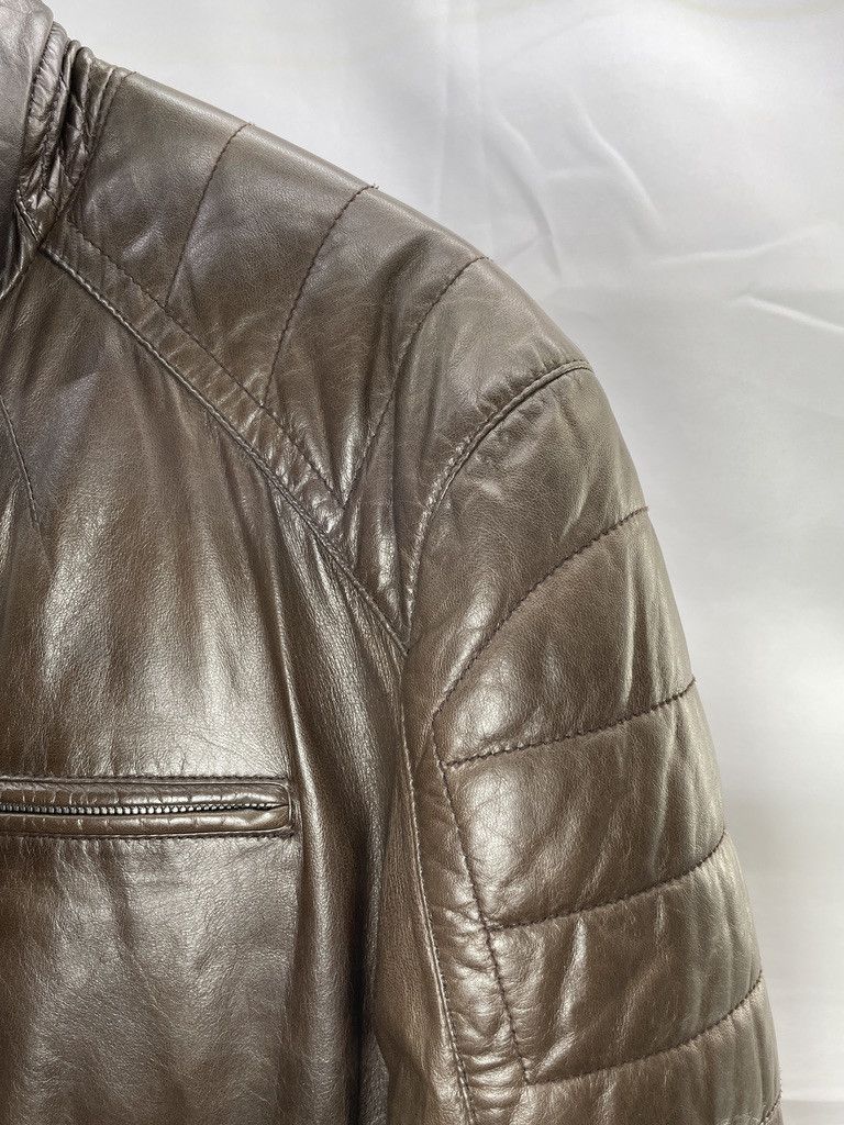 Brunello Cucinelli BRUNELLO CUCINELLI Brown Leather Nylon Blue Bomber Jacket Size US L / EU 52-54 / 3 - 4 Thumbnail