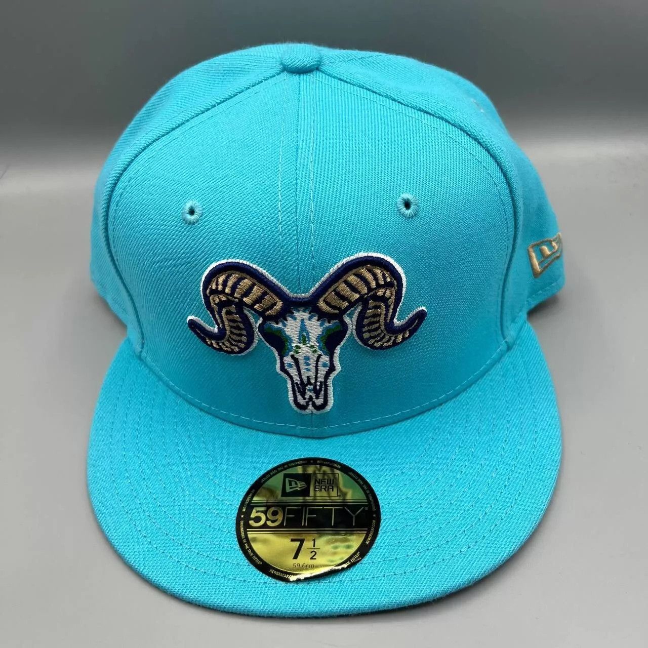 New Era Hartford Yard Goats Hat Men 7 1/2 Blue MiLB Fitted Cap New ...
