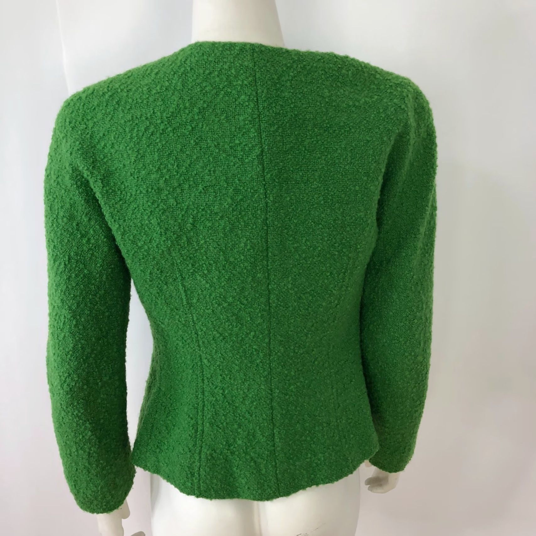 Vintage Lafayette 148 New York Blazer Wool Blend Snap Button Jacket Green Fuzzy Size XS / US 0-2 / IT 36-38 - 3 Thumbnail