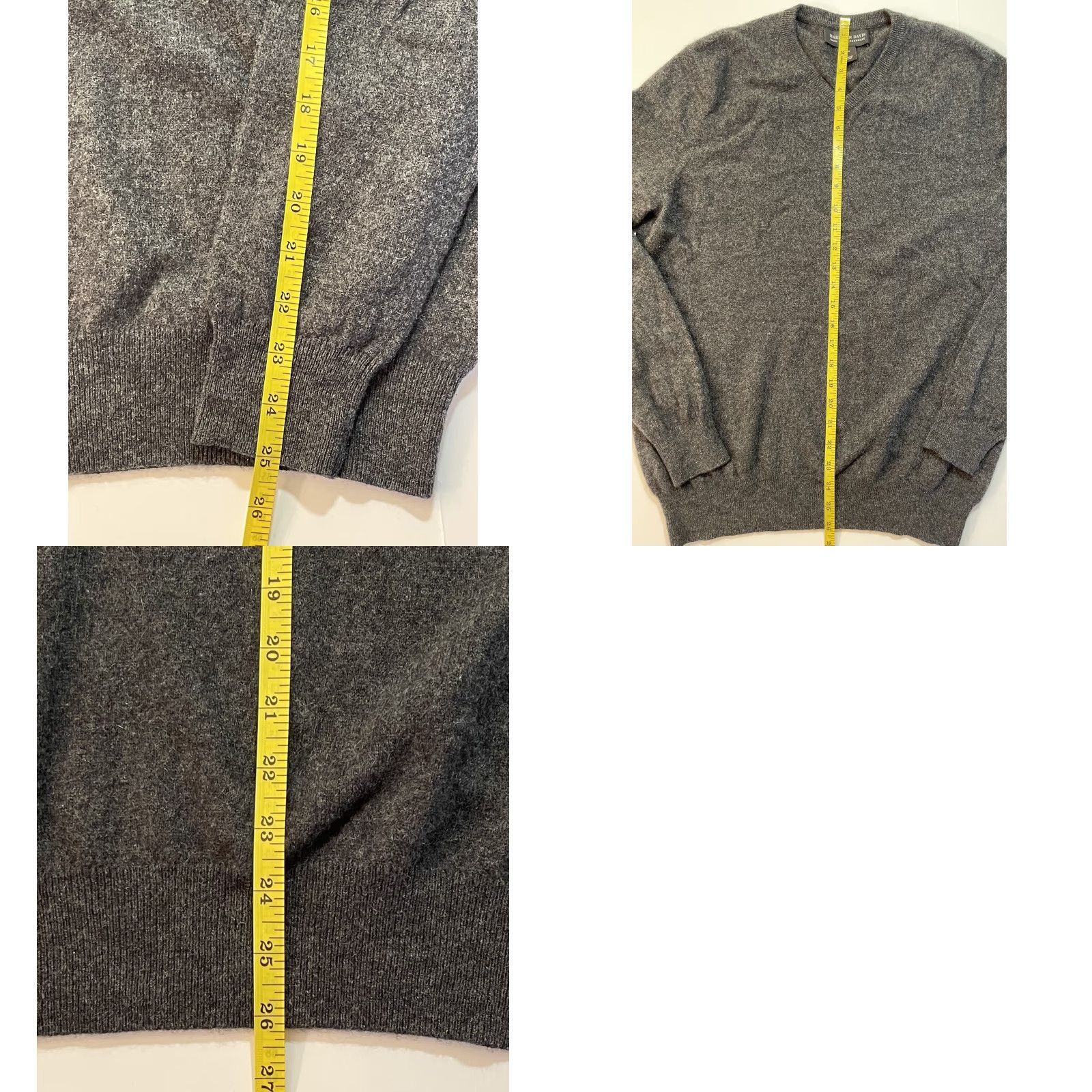 Vintage Harrison Davis Sweater Mens L Charcoal 100% Cashmere V-Neck Designer Casual Pullover Size US L / EU 52-54 / 3 - 8 Thumbnail