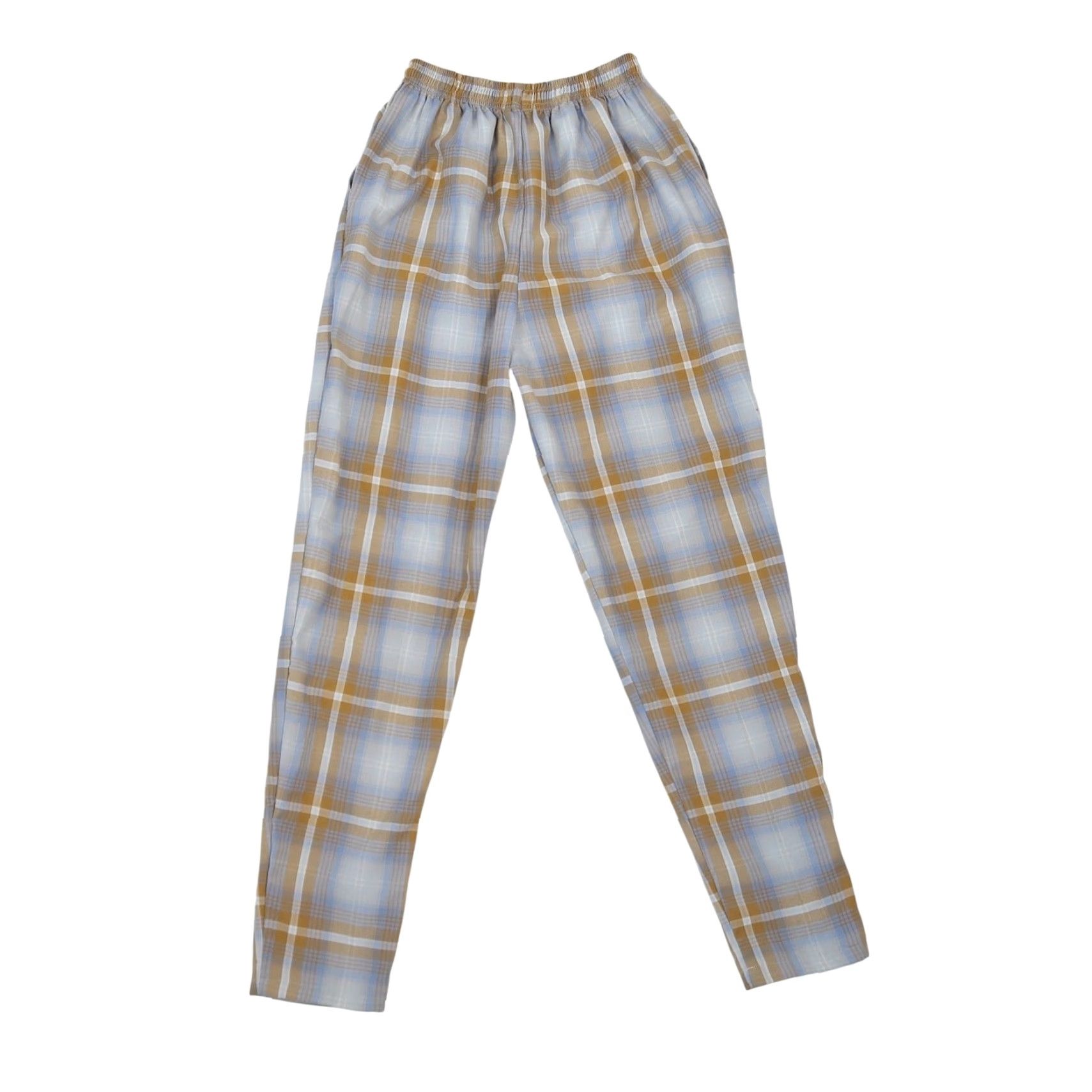Vintage VINTAGE Travelers Chico's Blue Tan Plaid High Rise Tapered Pull-On Pants S Womens Size 28" / US 6 / IT 42 - 3 Thumbnail