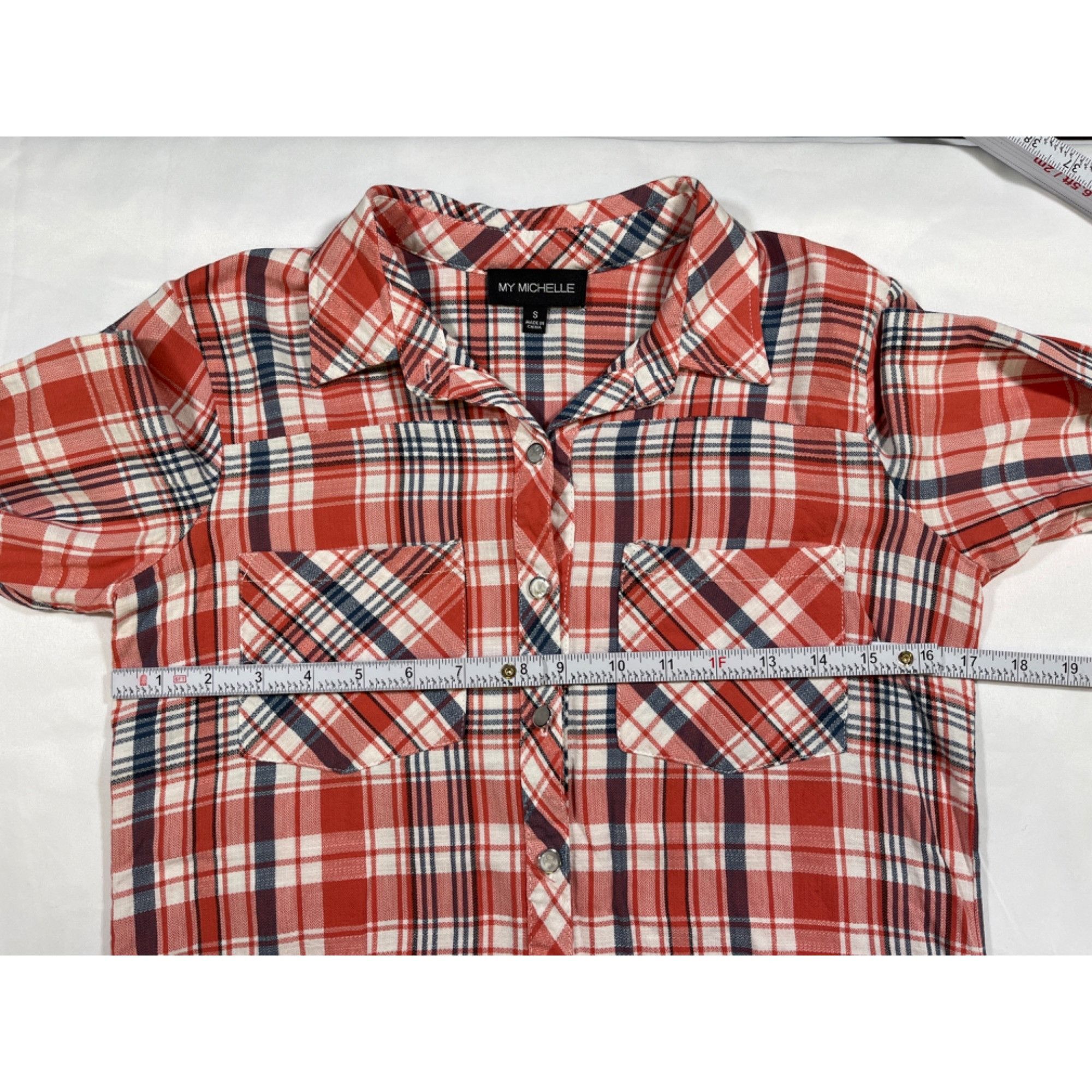 Other My Michelle SKU 7726 Womens Plaid Long Sleeve Button Up Shir Size S / US 4 / IT 40 - 3 Thumbnail
