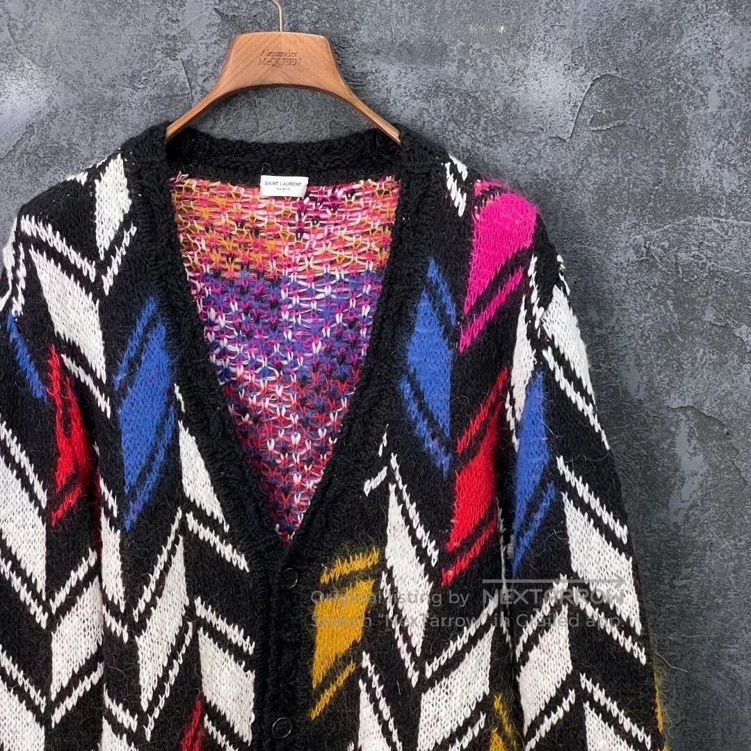 Saint Laurent Paris Saint Laurent Chevron Pattern Wool Cardigan. Size M / US 6-8 / IT 42-44 - 5 Thumbnail