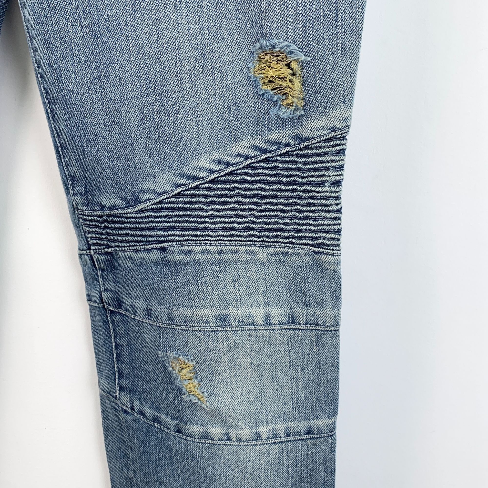 Balmain Balmain Blue Distressed Zippered Casual Denim Trousers Size Size 40" / US 18 - 5 Thumbnail