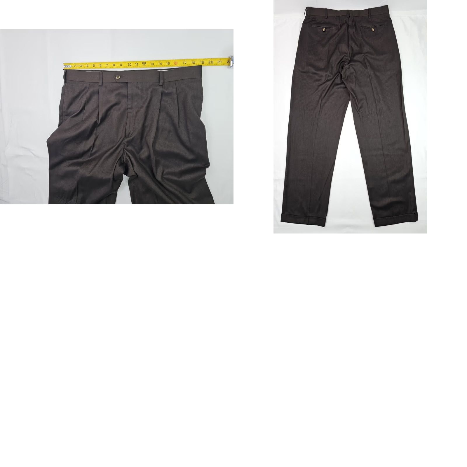 Roundtree & Yorke Roundtree & Yorke Easy Care Silk Rayon Pleated Herringbone Dress Pants Men 38x34 / Gray / Regular Fit Size US 38 / EU 54 - 8 Thumbnail