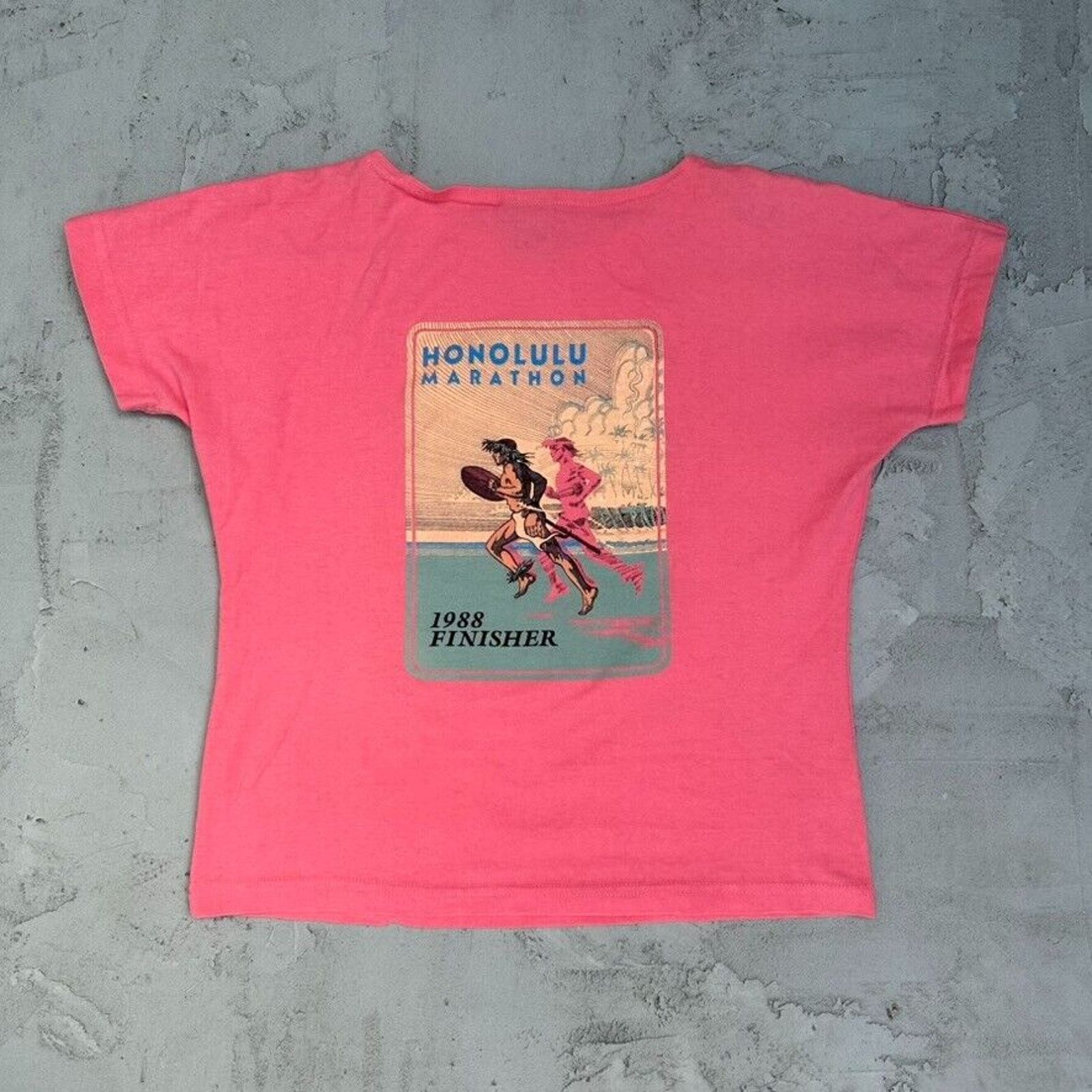 Vintage Vintage Honolulu Marathon Finisher 1988 Hawaii Salmon Shirt Size S / US 4 / IT 40 - 4 Thumbnail