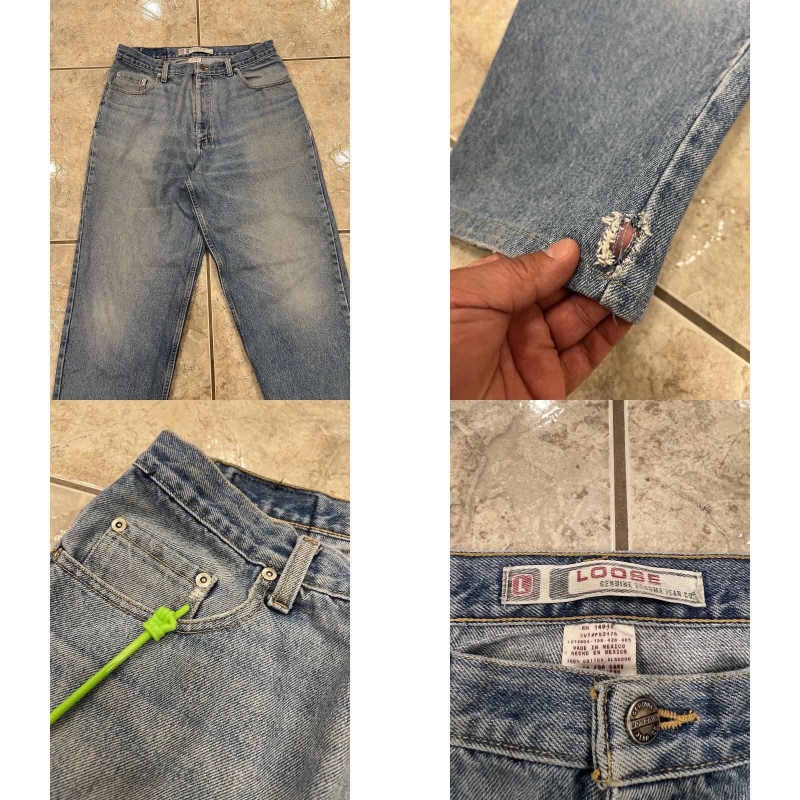 Denime VTG Sonoma Jeans Blue Denim Distressed 90s Baggy Loose 33x28 5-Pocket Mens Jeans Size US 33 - 8 Thumbnail