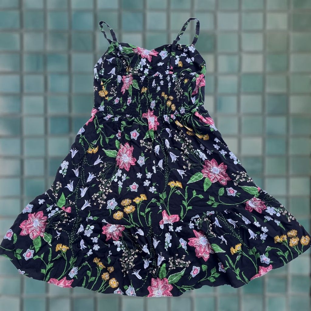 black floral dress old navy Women Small Sundress Ruffle Strap Y2k Rayon A-line V Neck Satin Edit:Bridesmaids Color:Charcoal Grey square neck short puffy