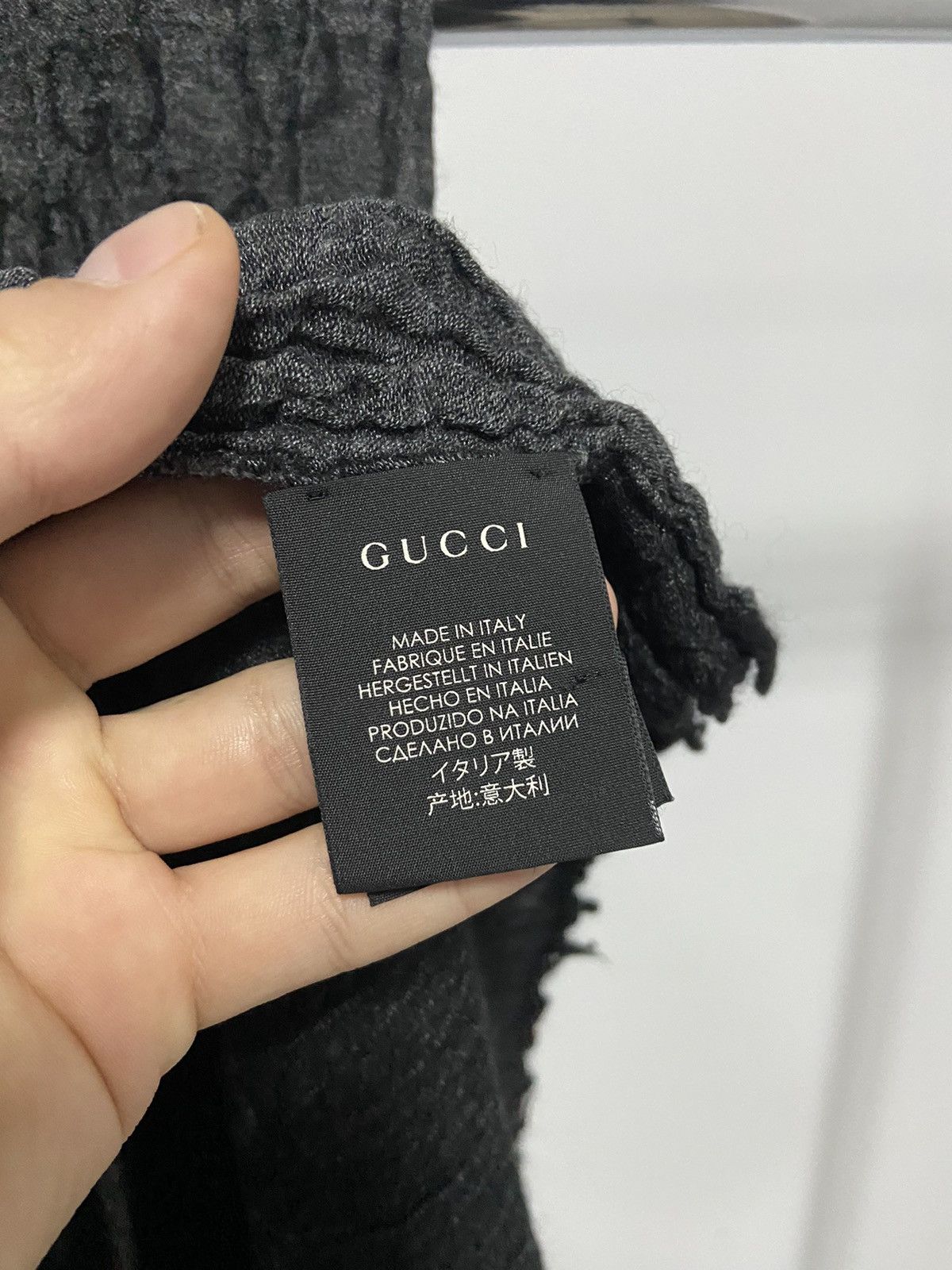 Gucci × Vintage Gucci big scarf monogram vintage logo silk linen wool Size ONE SIZE - 4 Thumbnail