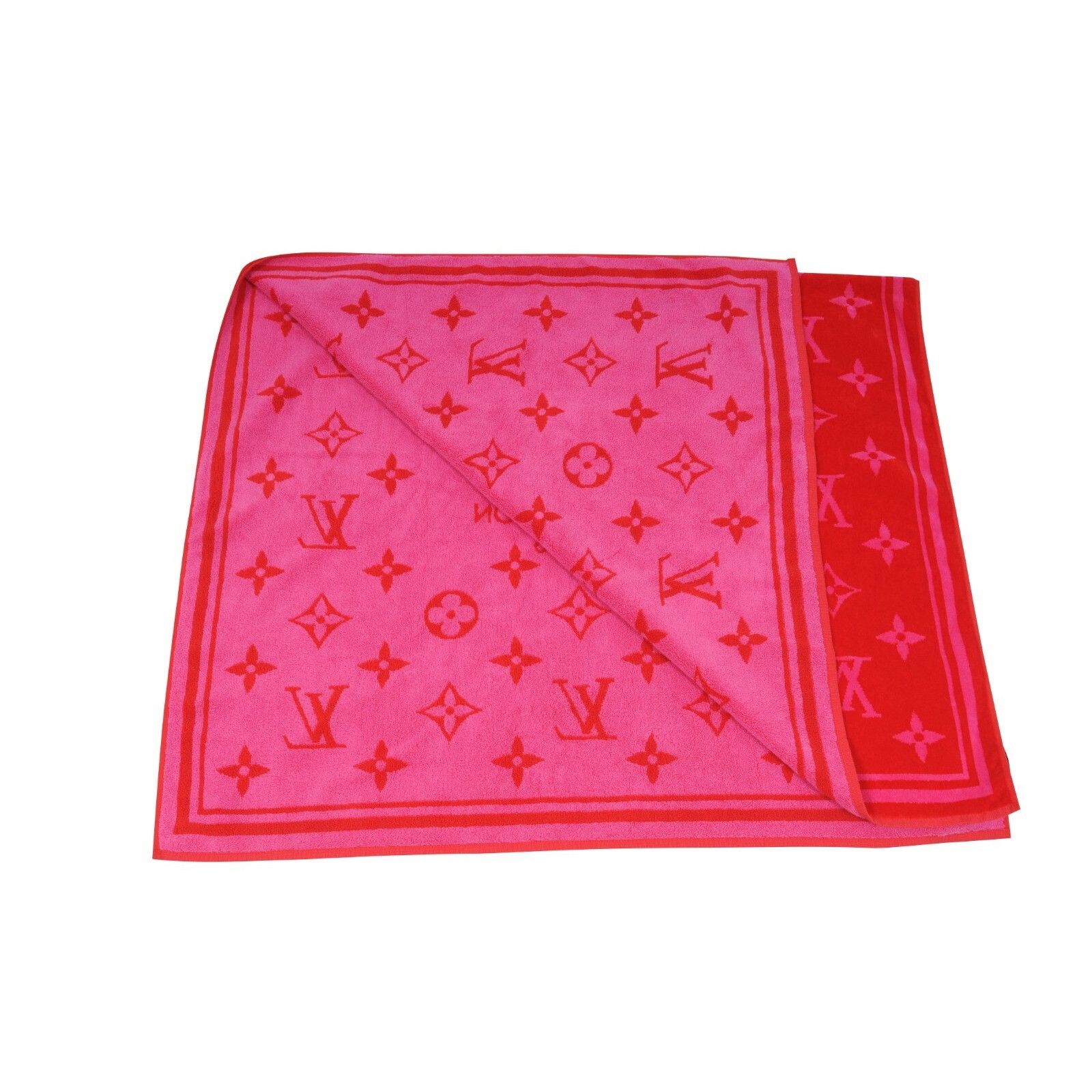 Louis Vuitton Red Pink Drap De Bain Monogram Beach Bath Towel - 01418 Size ONE SIZE - 7 Thumbnail