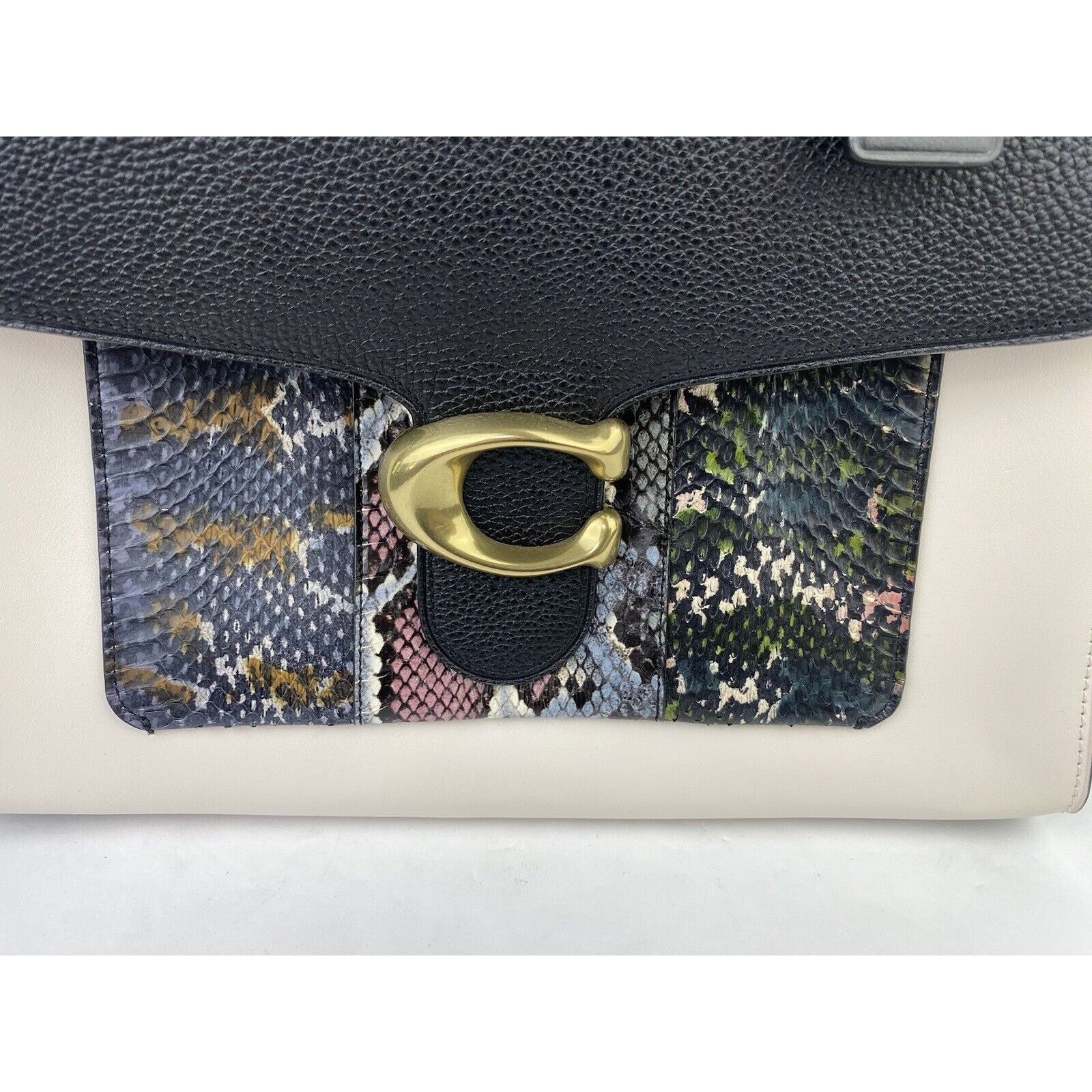 Coach Coach Tabby Top Handle Black White Leather Snakeskin Purse Size ONE SIZE - 2 Thumbnail