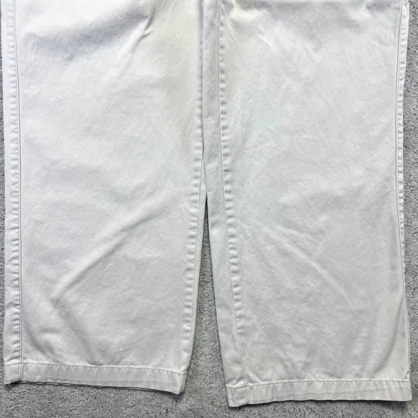 Ralph Lauren VINTAGE Chaps Ralph Lauren Cargo Pants Mens 33x32 White Beige Cotton Cargo Pocket Zipper Y2k 90s Style Workwear Casual Regular Mens Size US 33 - 5 Thumbnail