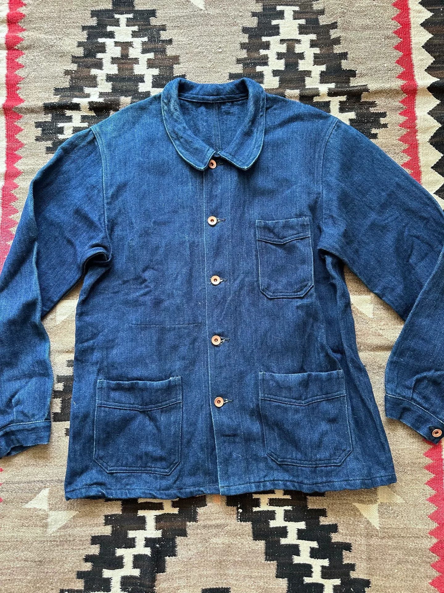 Mister Freedom Mister Freedom Indigo Herringbone French Workwear Jacket Size US XXS / EU 40 - 1 Thumbnail