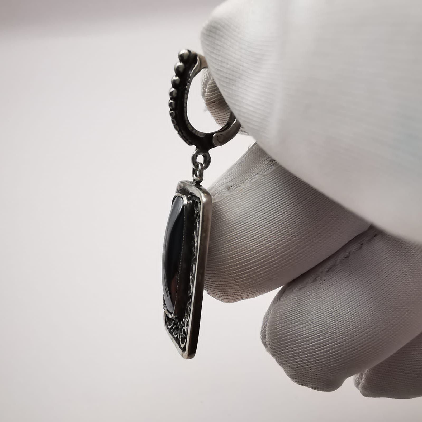 Vintage Vintage Earrings"Lanes" 925 Sterling Silver,Hematite Size ONE SIZE - 6 Thumbnail