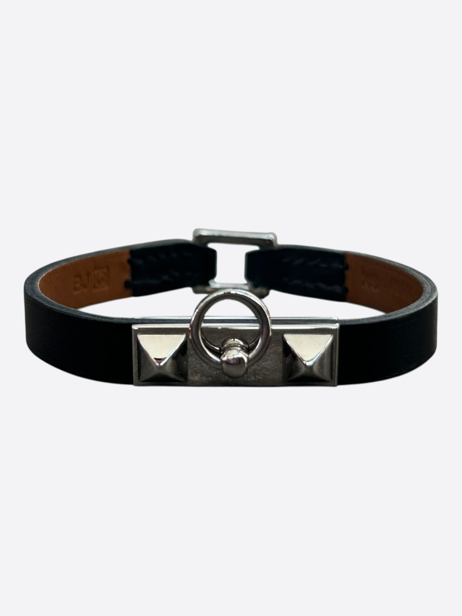 Hermes Hermes Black Swift & Palladium Hardware Mini Rivale Bracelet Size ONE SIZE - 1 Thumbnail