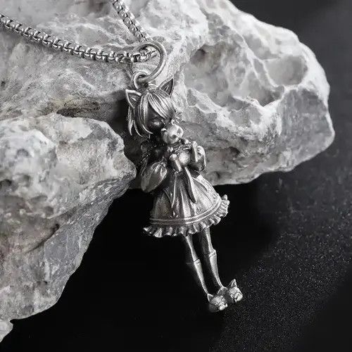 VIBE Cute Girl Holding A Cat Pendant Size ONE SIZE - 4 Thumbnail