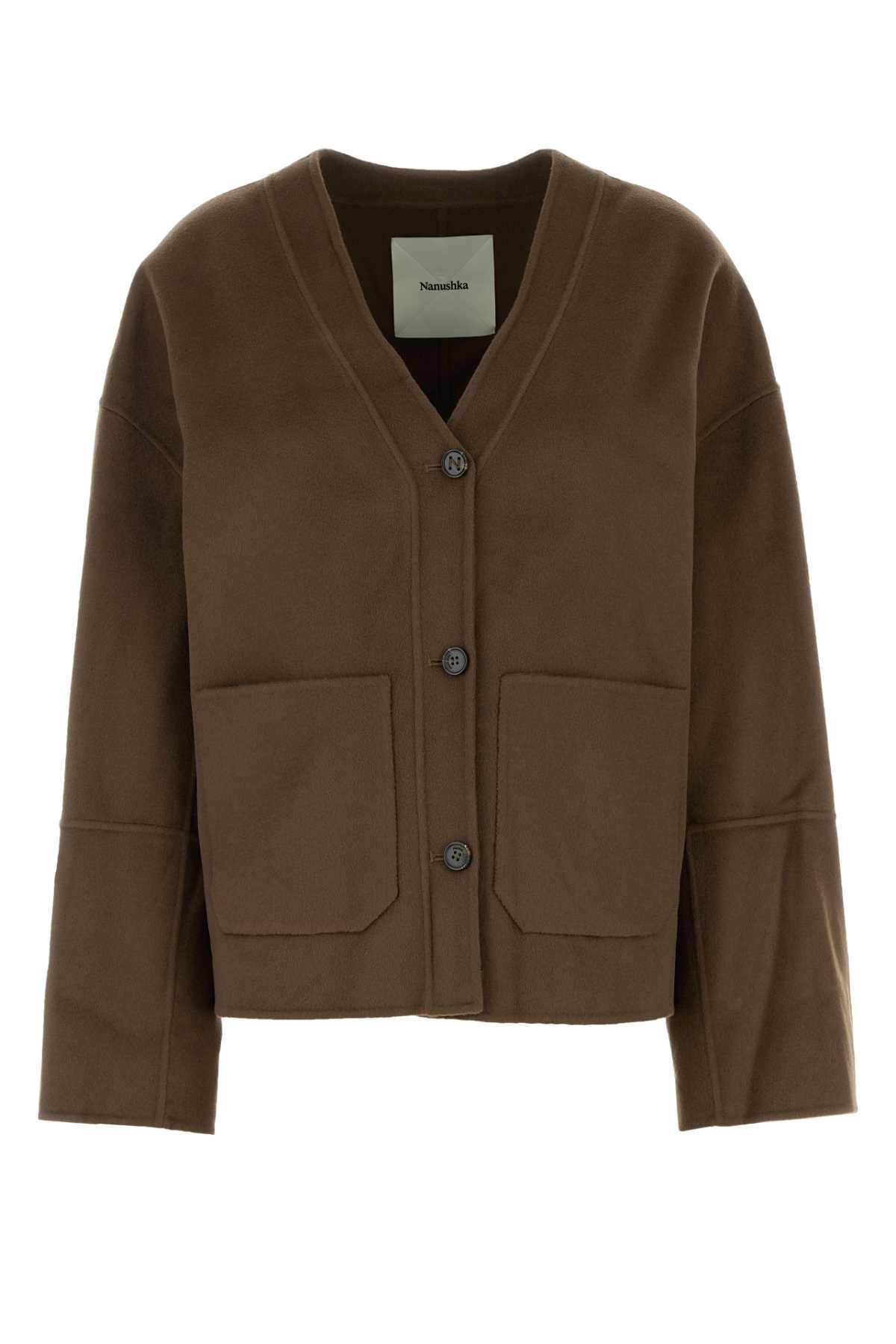 Chocolate Wool Blend Oversize Dodie Cardigan
