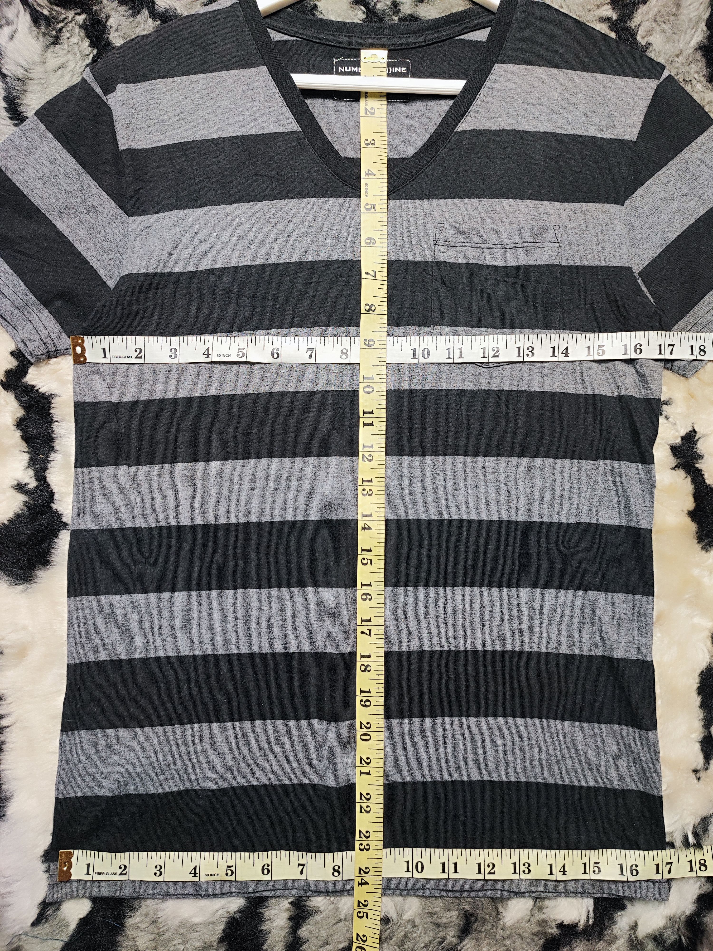 Number (N)ine Number (N)ine x Nano Universe Striped V-Neck Pocket Tee Size US XS / EU 42 / 0 - 3 Thumbnail