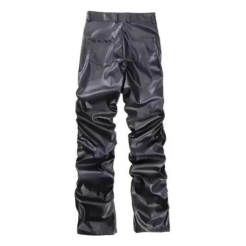 Vintage Kawamura x aoka Punk Warped Waxed Leather Baggy Pants Size US 34 / EU 50 - 5 Thumbnail