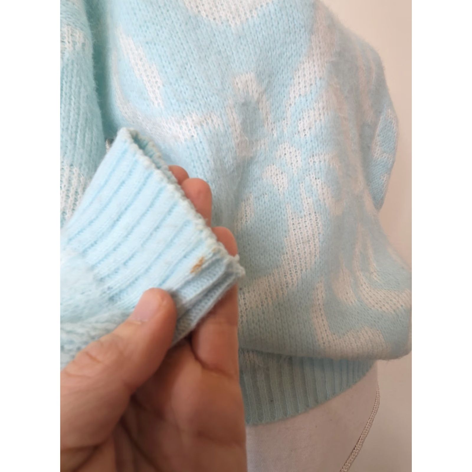 Etro VINTAGE Spunky Sweater Womens Medium Acrylic Knit Retro 80s 90s Geometric Pastel Blue Size M / US 6-8 / IT 42-44 - 4 Thumbnail