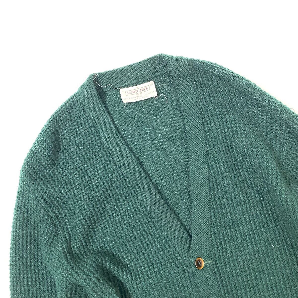 Vintage Vintage Lord Jeff Green Ribbed V-Neck Sweater Cardigan M Size US M / EU 48-50 / 2 - 3 Thumbnail