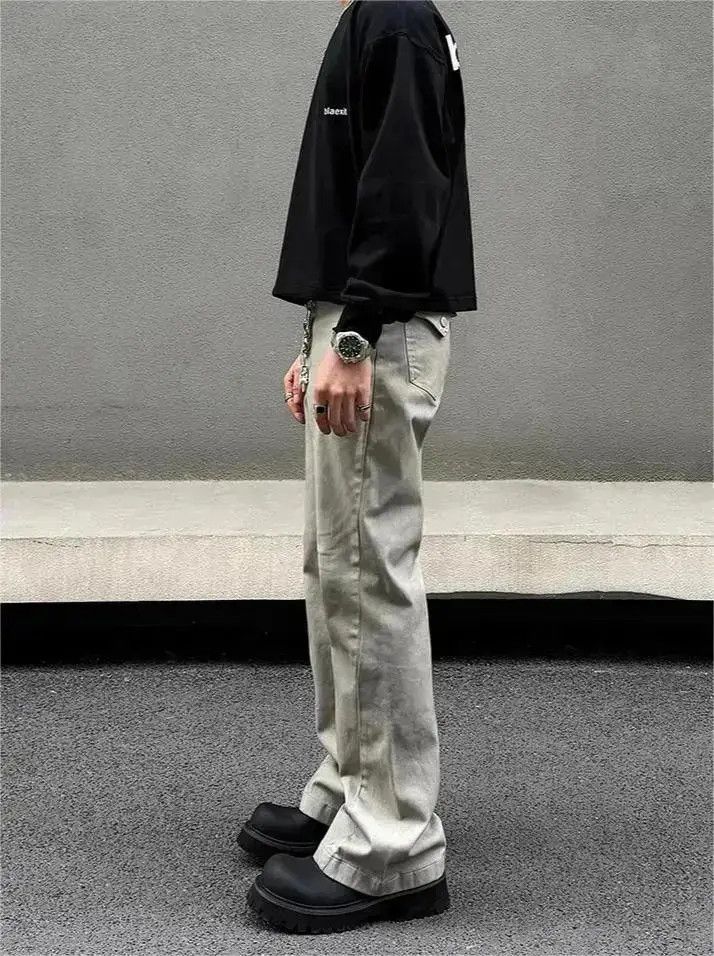 Japanese Brand Straight grey micro flared jeans Size US 32 / EU 48 - 6 Thumbnail