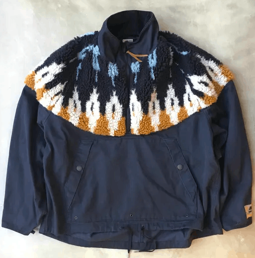 image of Kapital Chino X Boa Fleece Nordic Anorak Jacket Black, Men's (Size Large)