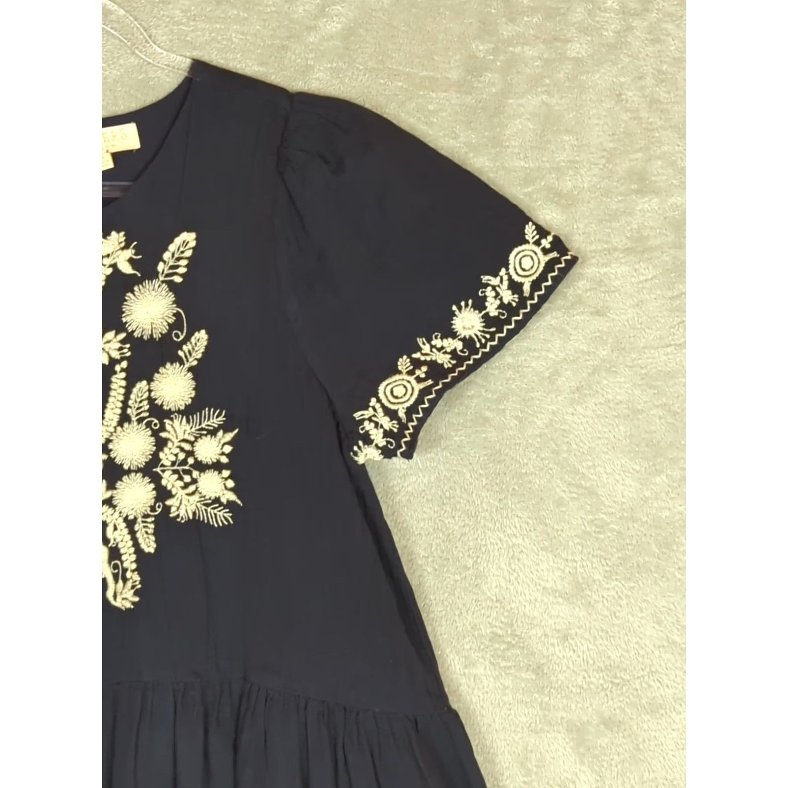 Market Farmers Market peplum Top Lagenlook Embroidered Detail Cotton M Boho Festival Blue Women Blouse Size M / US 6-8 / IT 42-44 - 5 Thumbnail