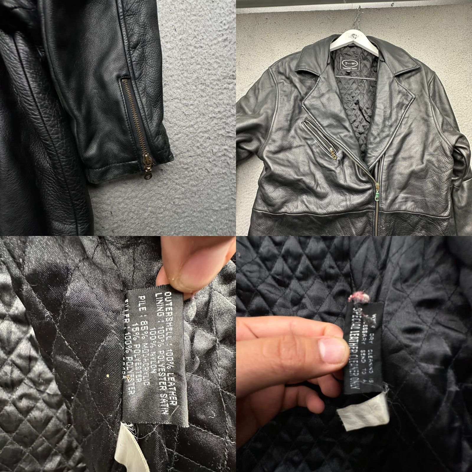 Vintage VINTAGE Tannery West Belted Motorcycle Leather Coat Jacket Womens Medium Quilted Lined Black Womens Jacket Size M / US 6-8 / IT 42-44 - 8 Thumbnail