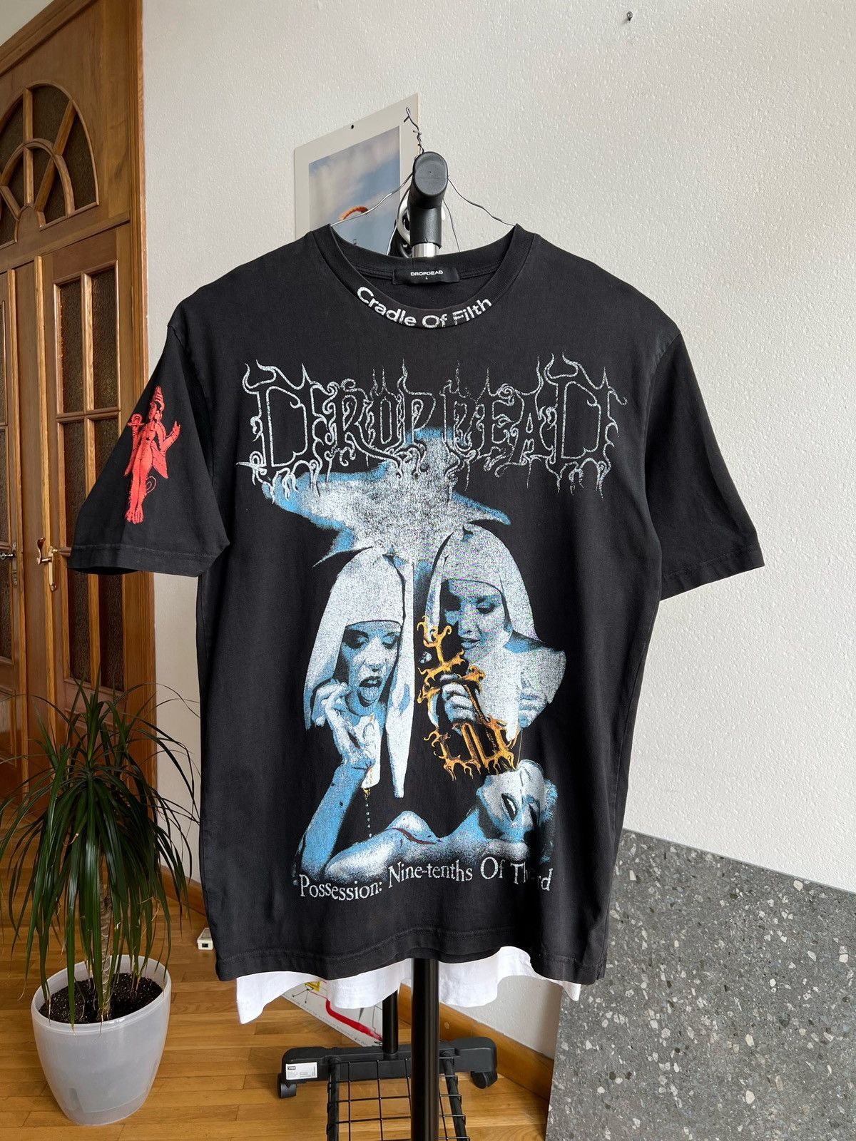 image of Drop Dead X Cradle Of Filth Nine-Tenths Tee in Black/Blue, Men's (Size Large)
