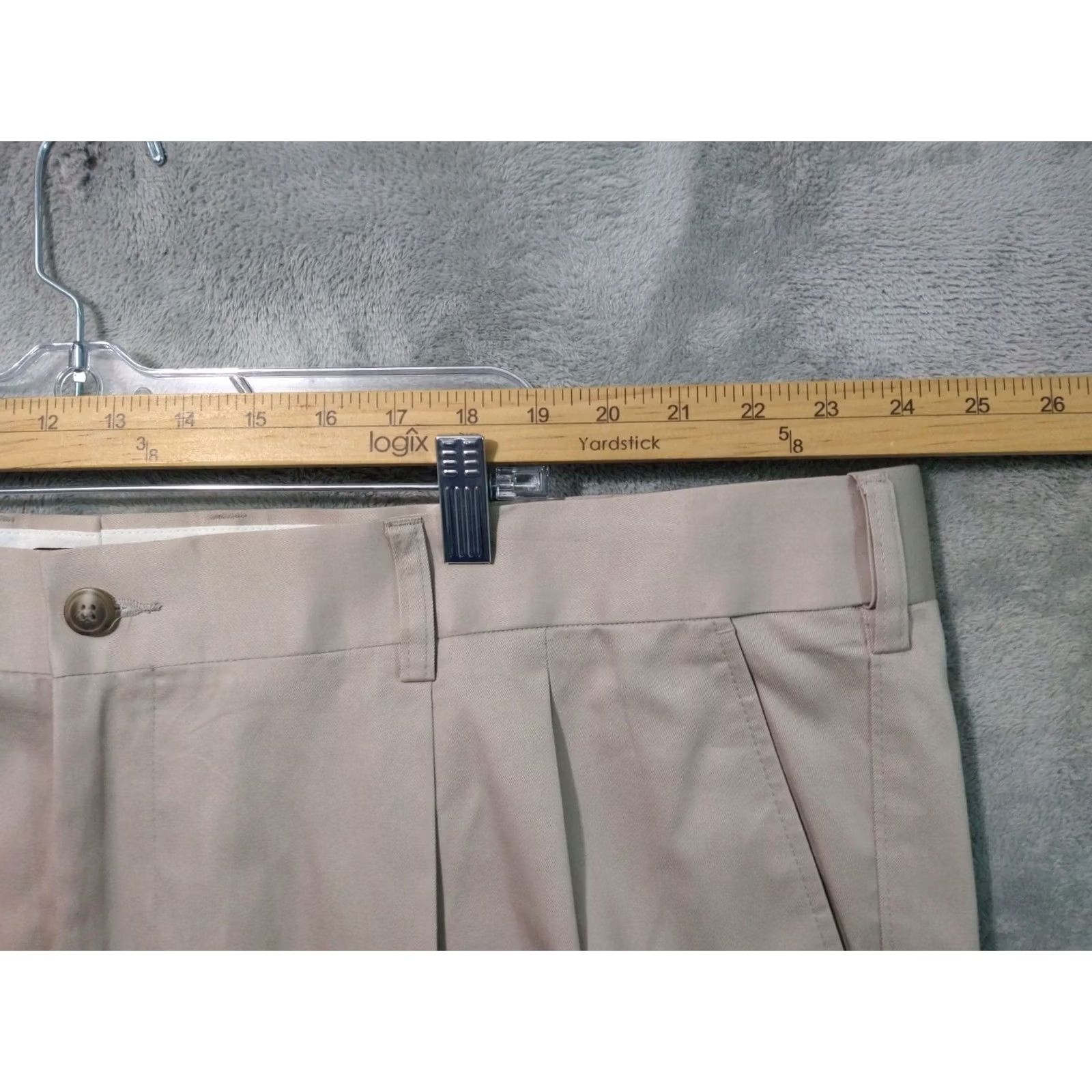 Vintage Oak Hill Pants Men 50x30 Beige Chino Pleated Tapered Leg Business Casual Preppy Size US 34 / EU 50 - 3 Thumbnail