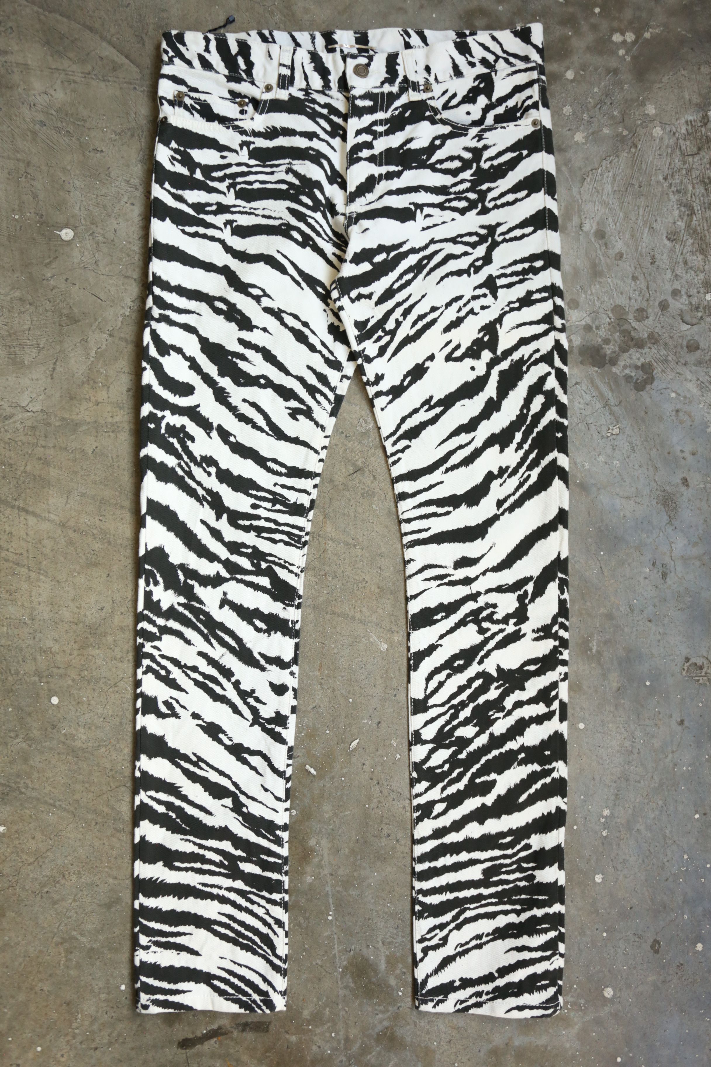 Saint Laurent Paris SLP - Hedi Slimane - S/S 14 - D02 Zebra-Print Denim Jean Size US 30 / EU 46 - 2 Thumbnail