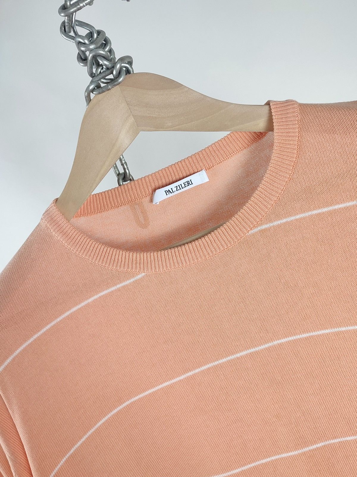 Pal Zileri Pal Zileri Striped Knitted Cotton Coral Jumper Size US XL / EU 56 / 4 - 6 Thumbnail