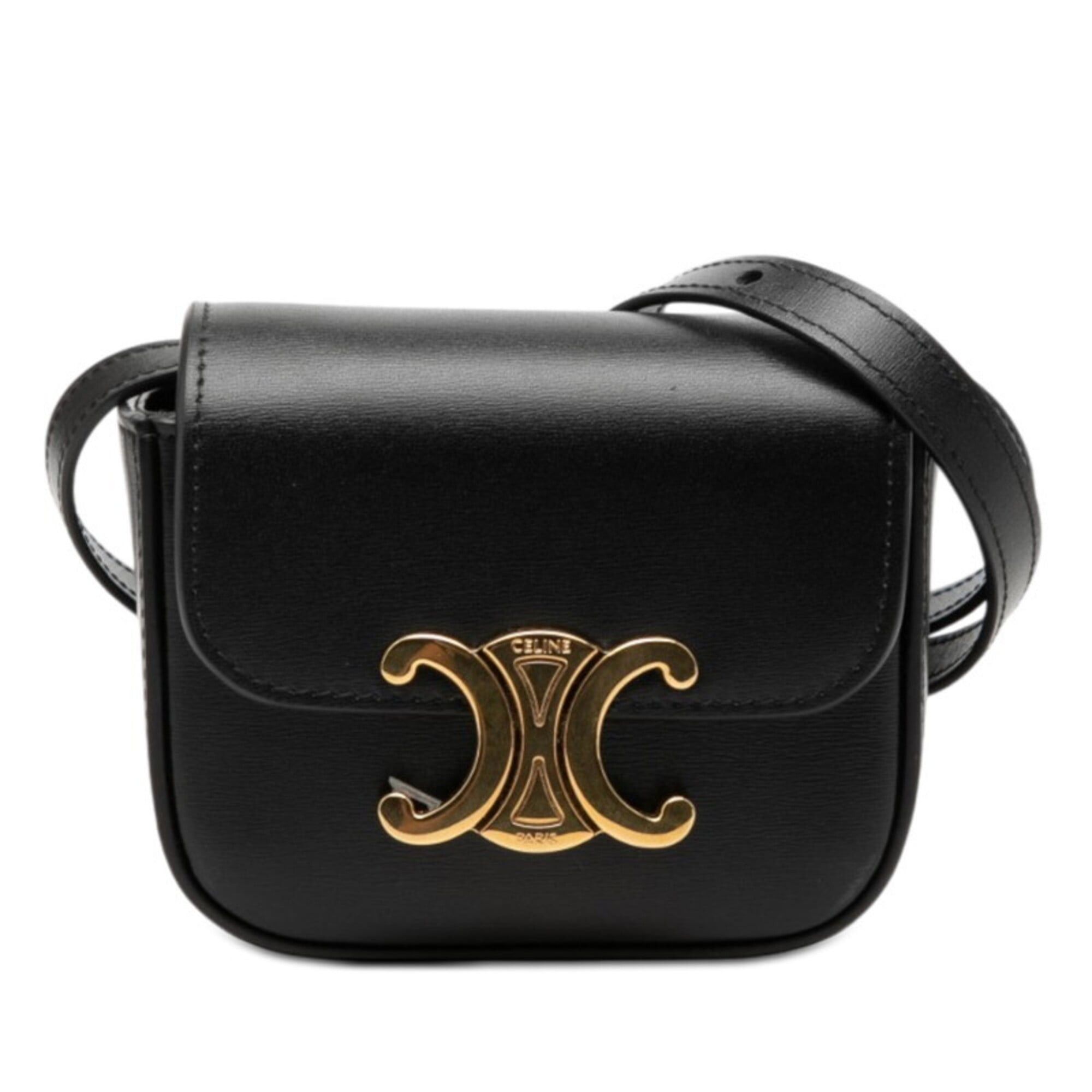 Celine Celine Triomphe Mini Claude Crossbody Shoulder Bag Pouch Black Leather Women's CELINE Size ONE SIZE - 1 Thumbnail
