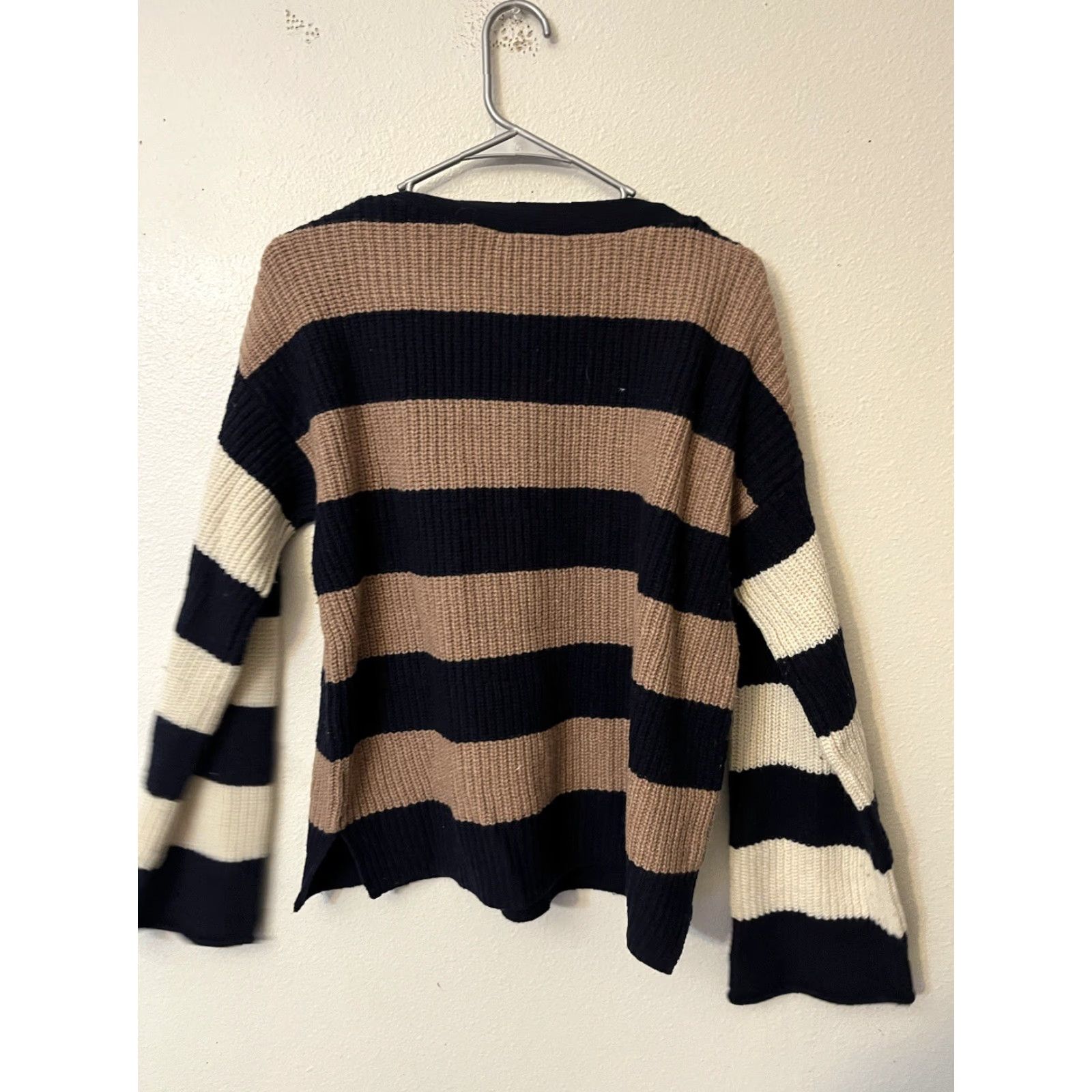 Madewell Madewell Merino Wool Sweater Womens Small Calloway Boat Neck Pullover Striped Brown Knit Crew Neck Casual Fall Winter Relaxed 100% Merino Wool Size S / US 4 / IT 40 - 2 Thumbnail