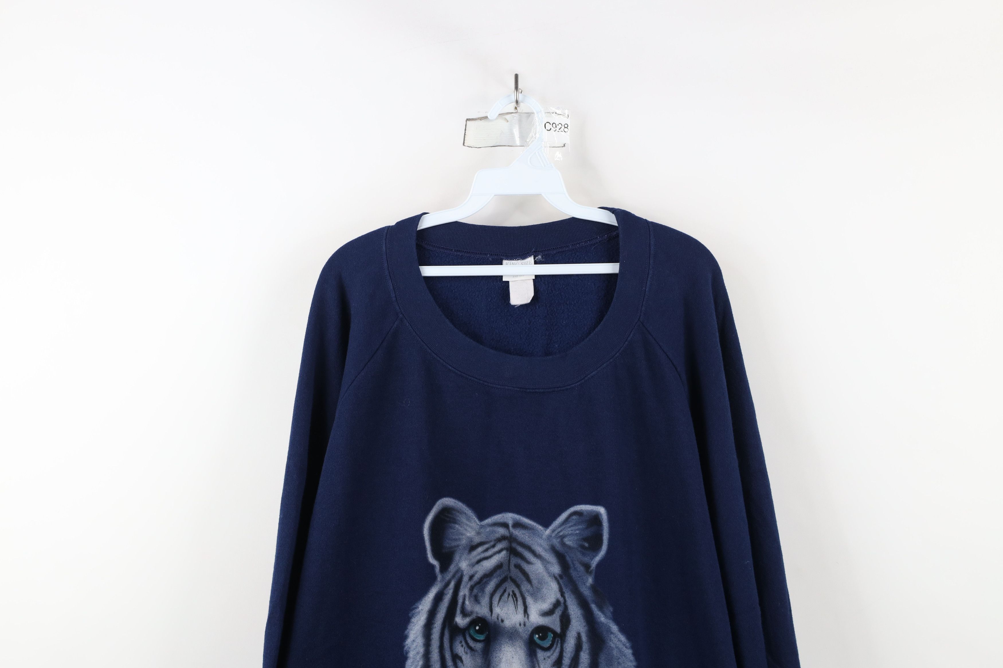 Vintage Vintage 90s Streetwear White Tiger Big Cat Sweatshirt Blue Size US XXL / EU 58 / 5 - 2 Thumbnail