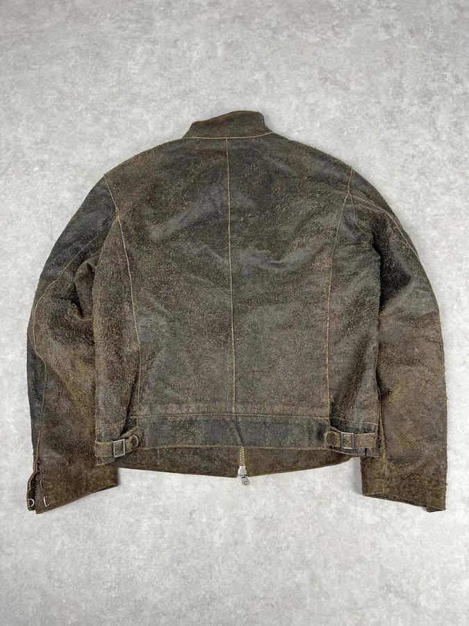 Vintage 2000s Massimo Rebecchi Brown Eroded Biker Leather Jacket Size US M / EU 48-50 / 2 - 5 Thumbnail