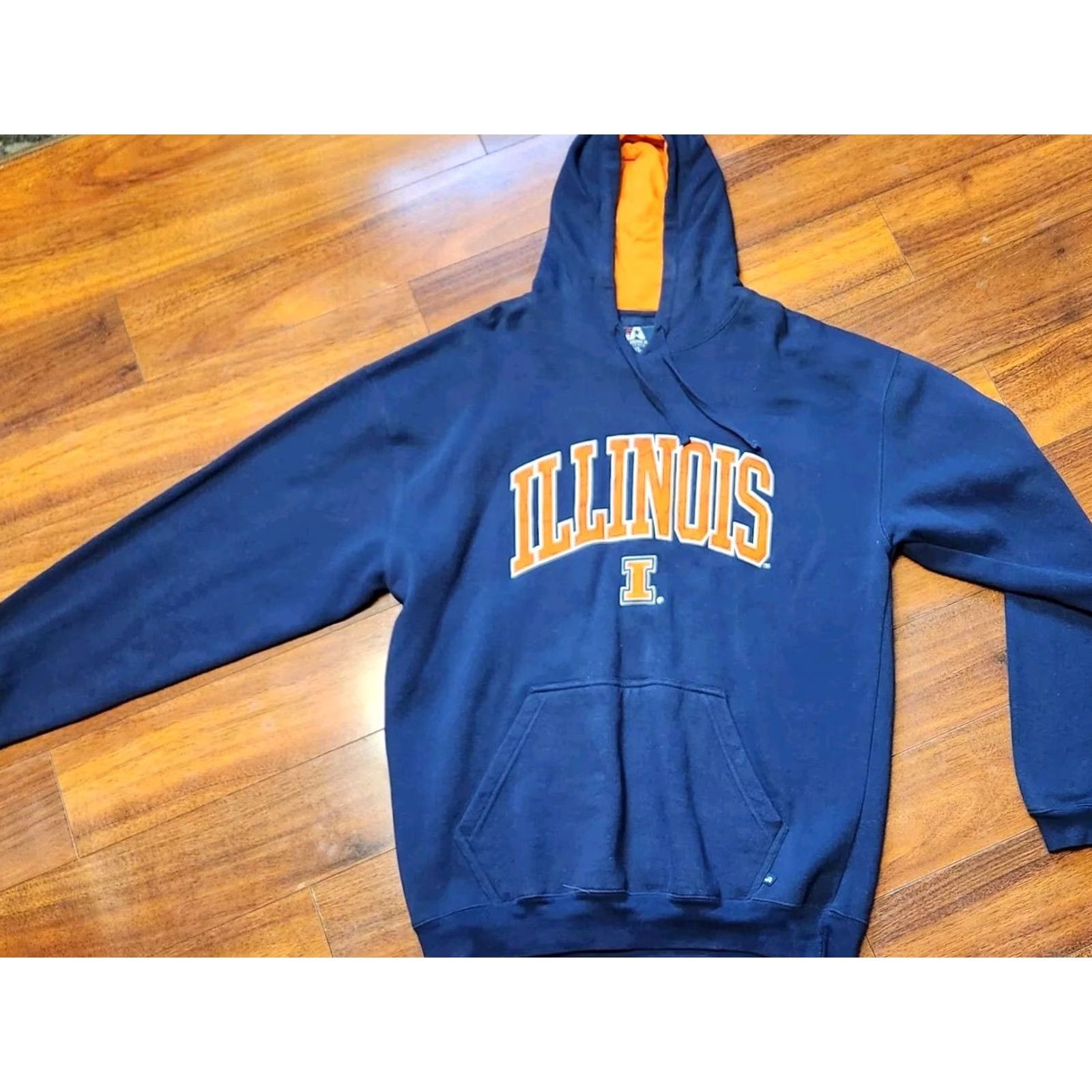 Vintage VINTAGE J. America Illinois Hoodie Mens 2XL Sweatshirt Illini Chief Embroidered Blue Graphic Print Hoodie Mens XL? Size US XXL / EU 58 / 5 - 4 Thumbnail