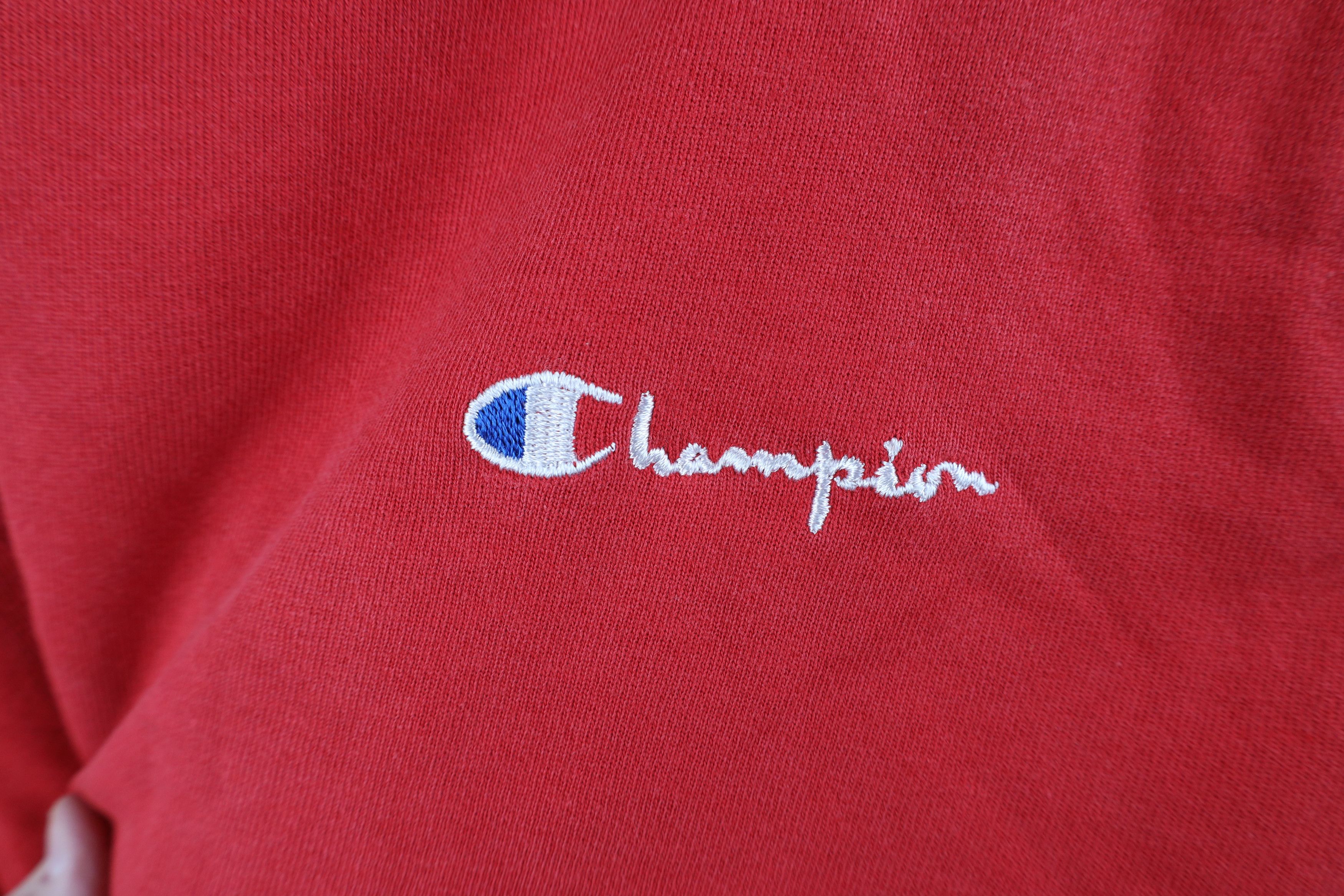 Champion × Vintage Vintage 90s Champion Spell Out Crewneck Sweatshirt Red Size US M / EU 48-50 / 2 - 6 Thumbnail