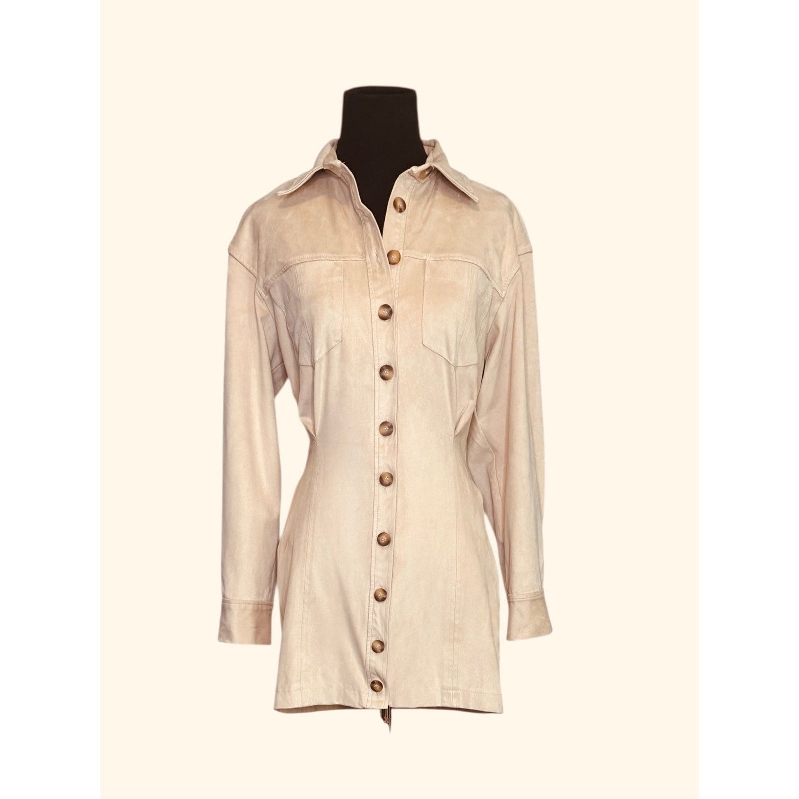 Zara Zara cream suede long sleeves shirt mini dress size Small Size S / US 4 / IT 40 - 10 Thumbnail