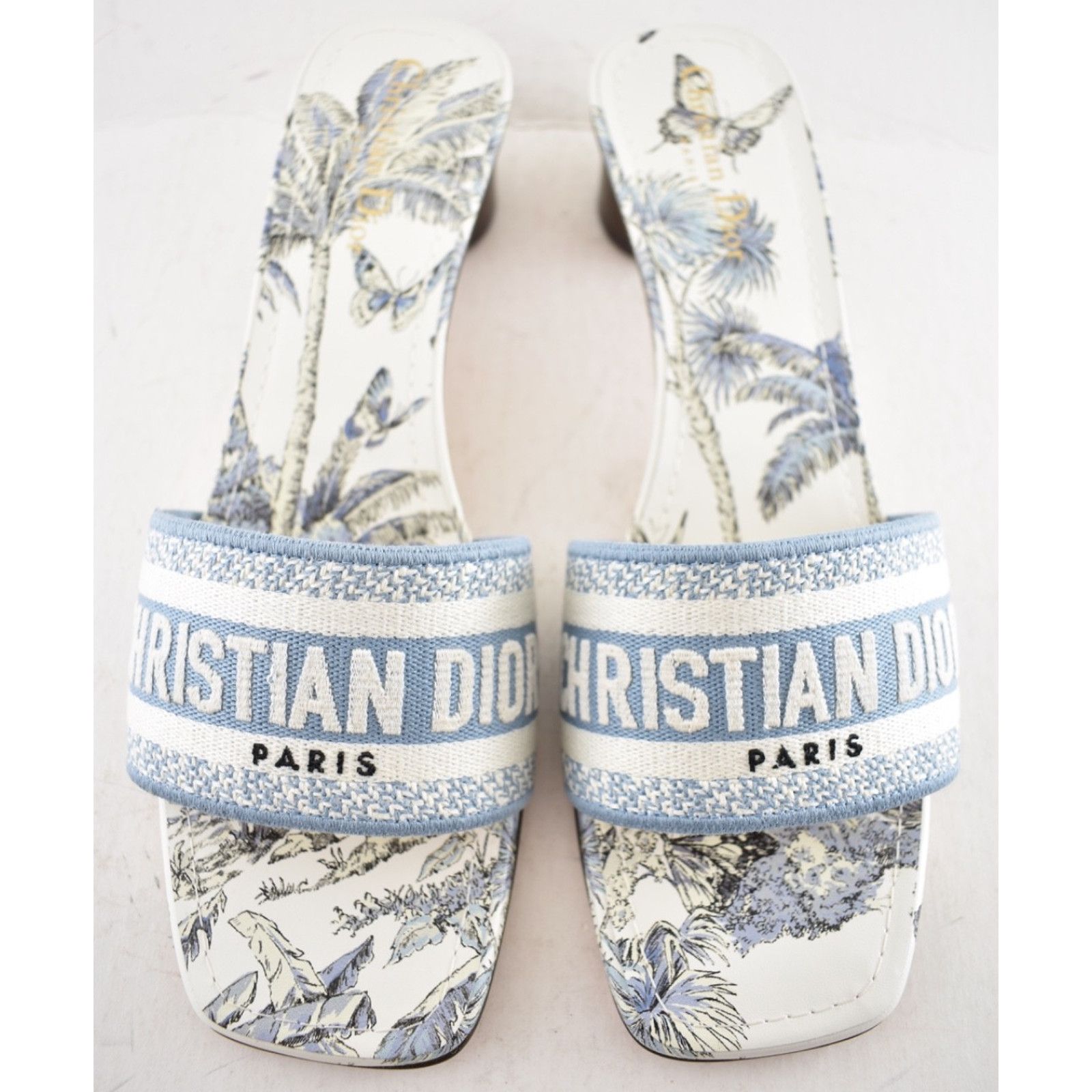 Dior Christian Dior Dway Heeled Slide Blue White TDJ Palms 41.5 Size US 11.5 / IT 41.5 - 6 Thumbnail