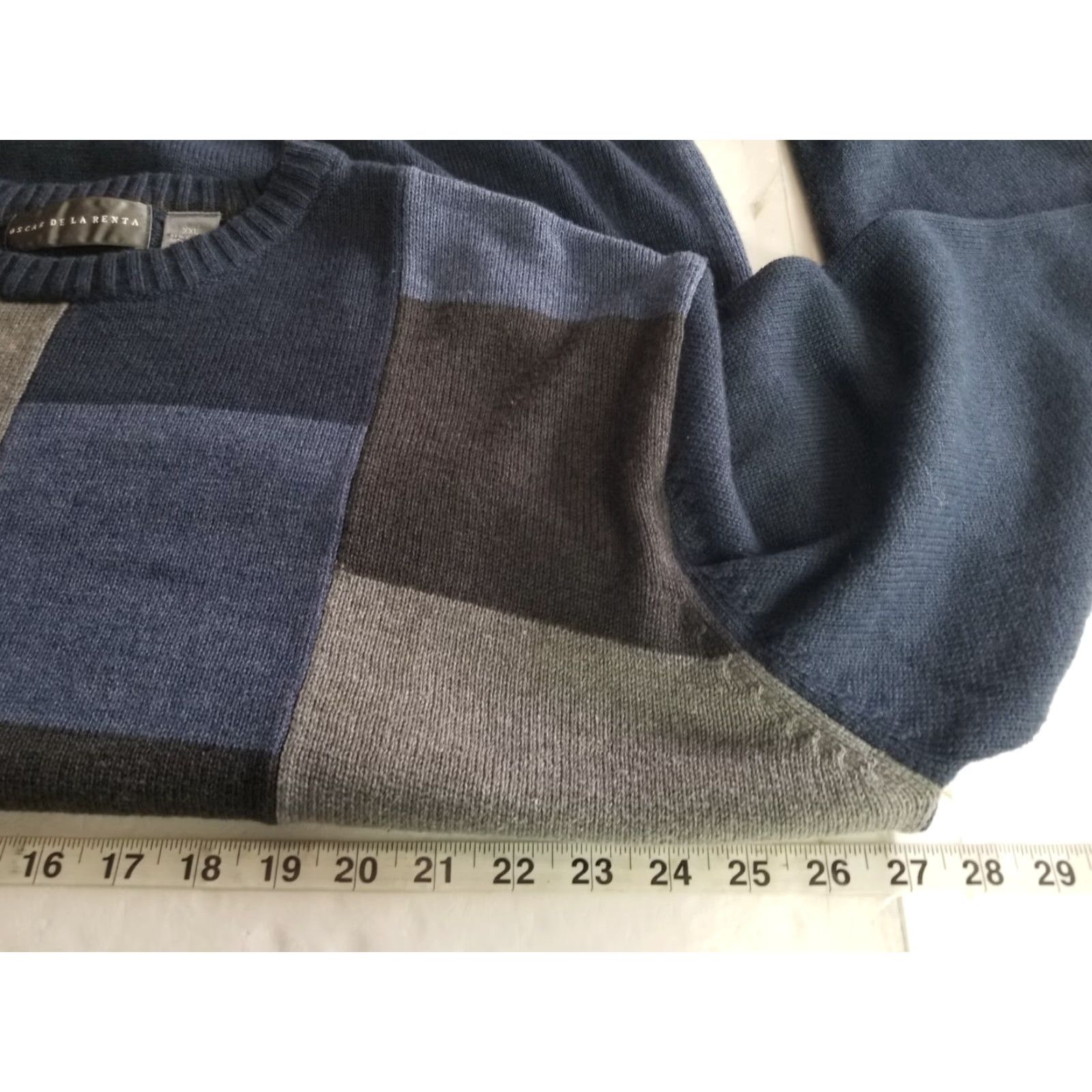 Oscar De La Renta Oscar De La Renta Pullover Sweater Mens XXL Blue Check Long Sleeve Casual Size US XXL / EU 58 / 5 - 4 Thumbnail