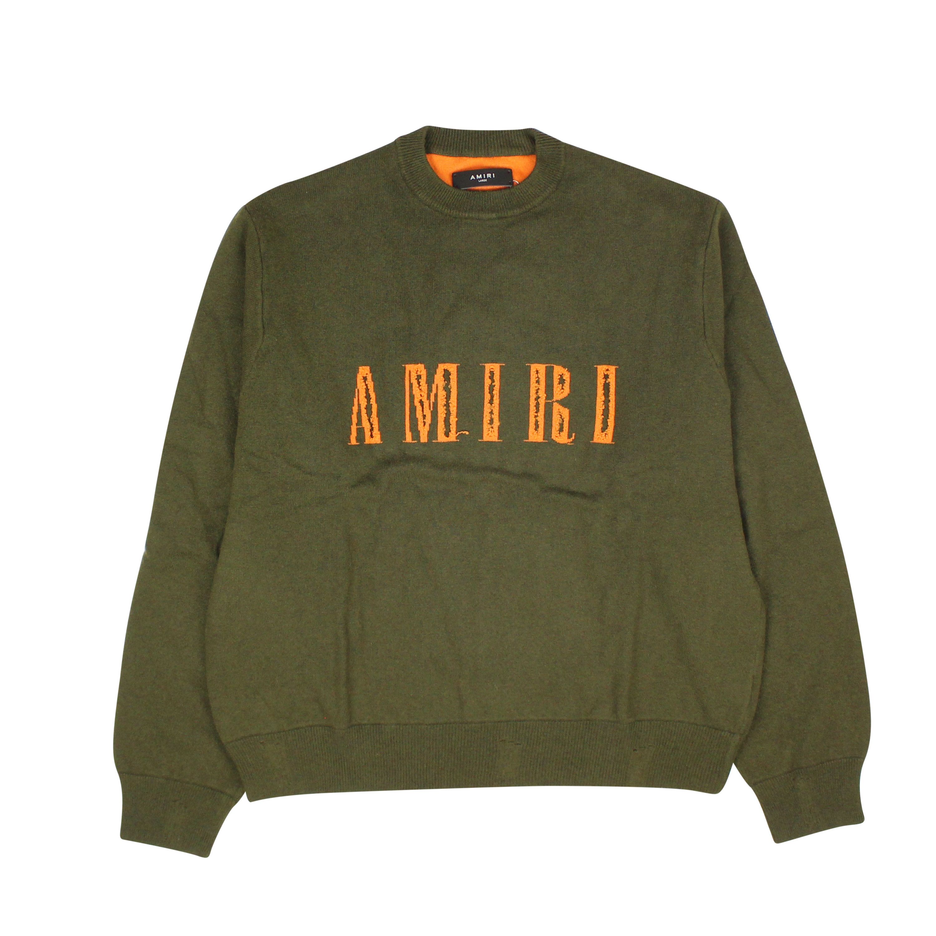 image of Amiri Cut Away Logo Crew Military&nastrium Hoodie Sweatshirt Size M, Men's