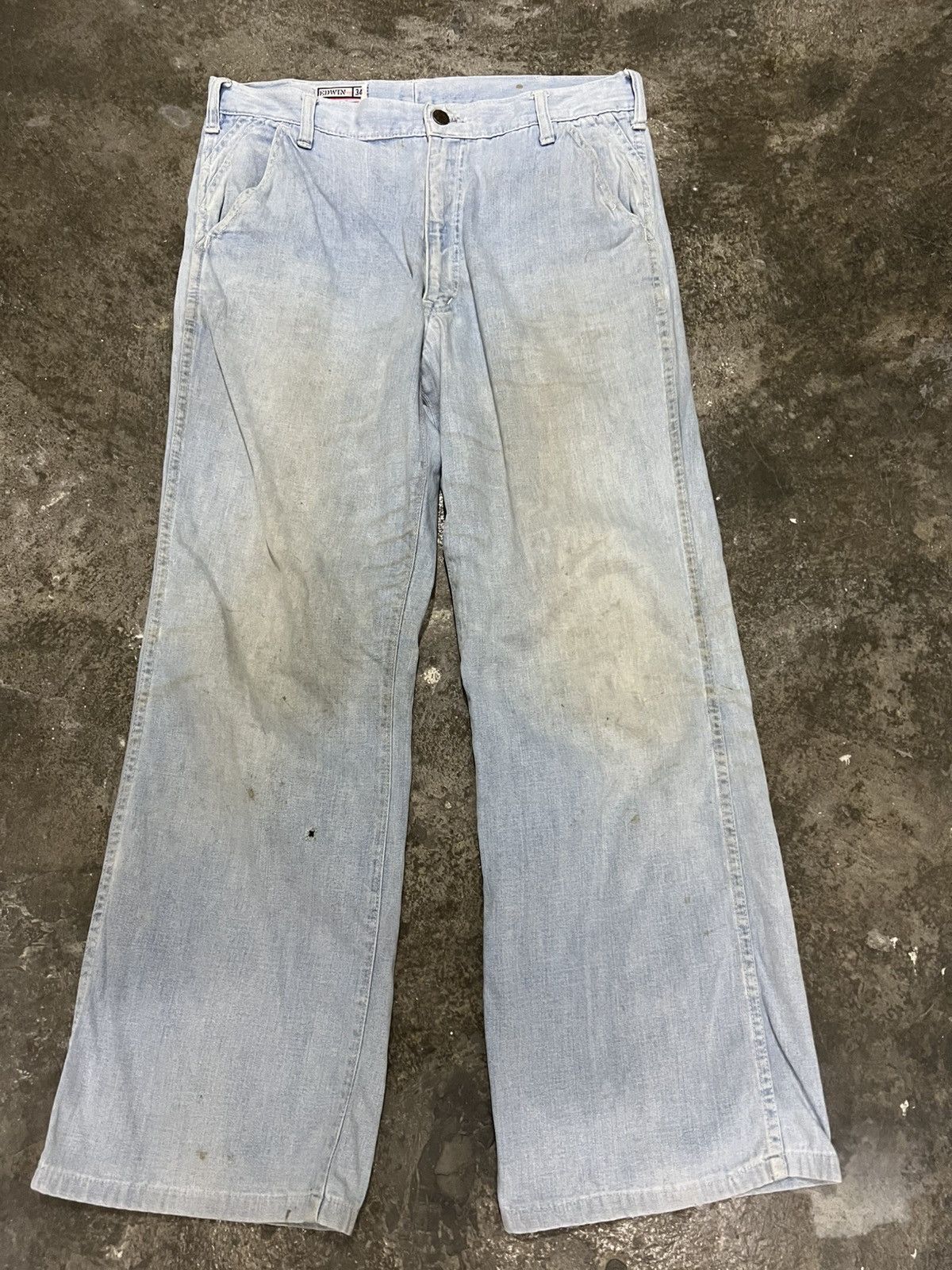 Edwin 💥Baggy💥Vintage 80’s Edwin Light Wash Distress Jean Size US 32 / EU 48 - 1 Thumbnail