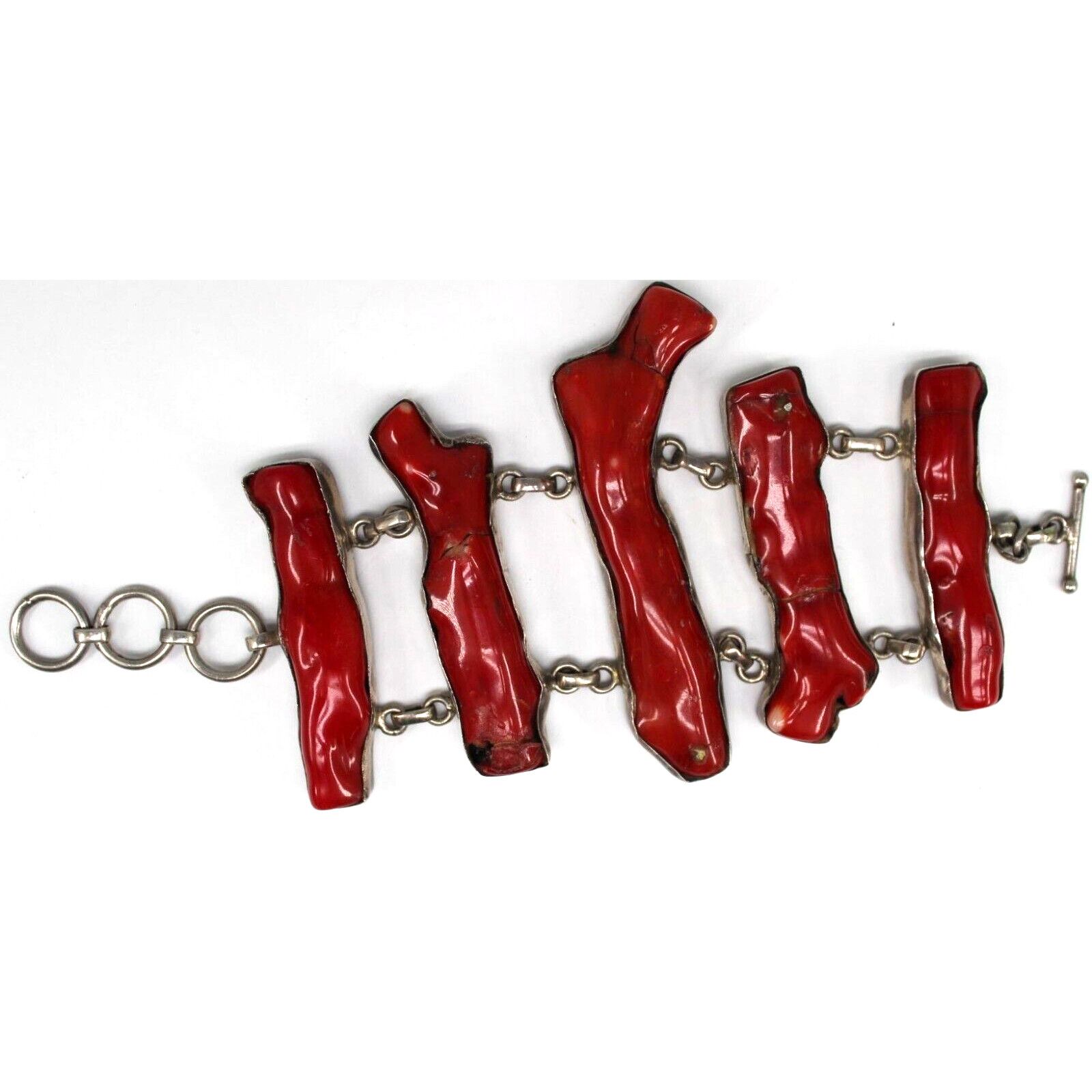 Other Vintage Native American Red Branch Coral Silver Bracelet •8" Size ONE SIZE - 1 Thumbnail