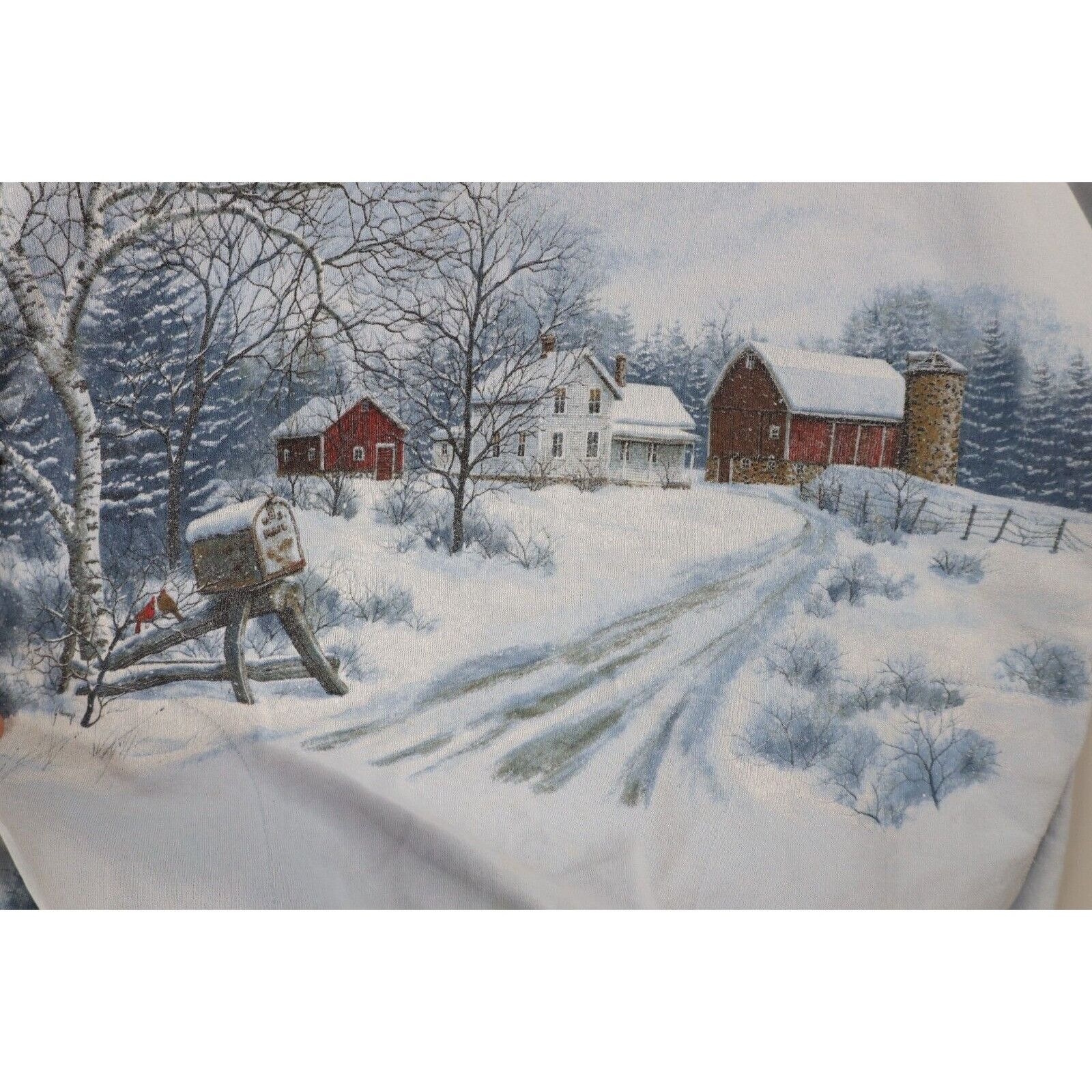 Vintage Vintage 90s Christmas Farmhouse All Over Print Sweatshirt Size L / US 10 / IT 46 - 4 Thumbnail