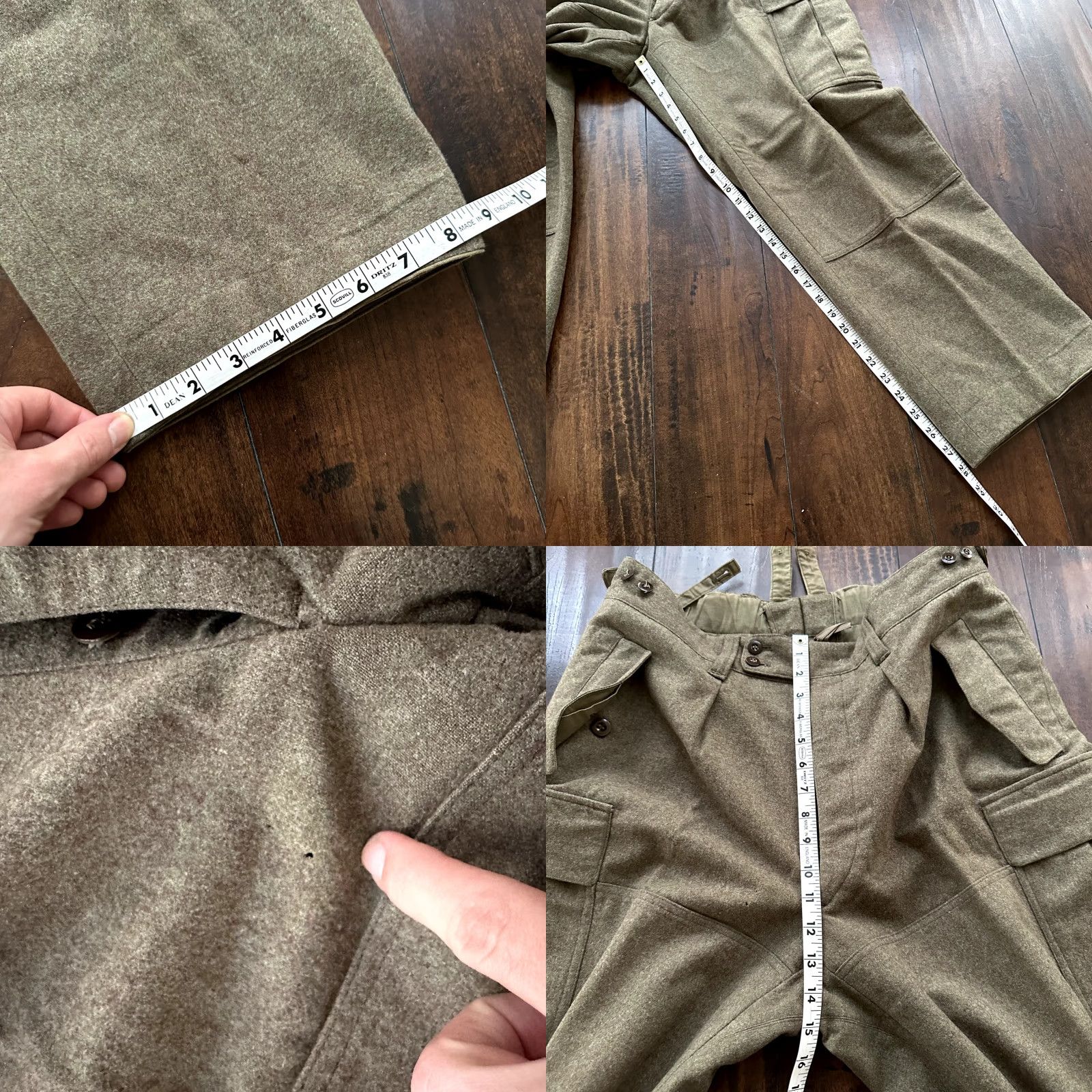 VINTAGE Sportra Arnstorf German Military Wool Cargo Pants 33x28 Green 1960s Mens